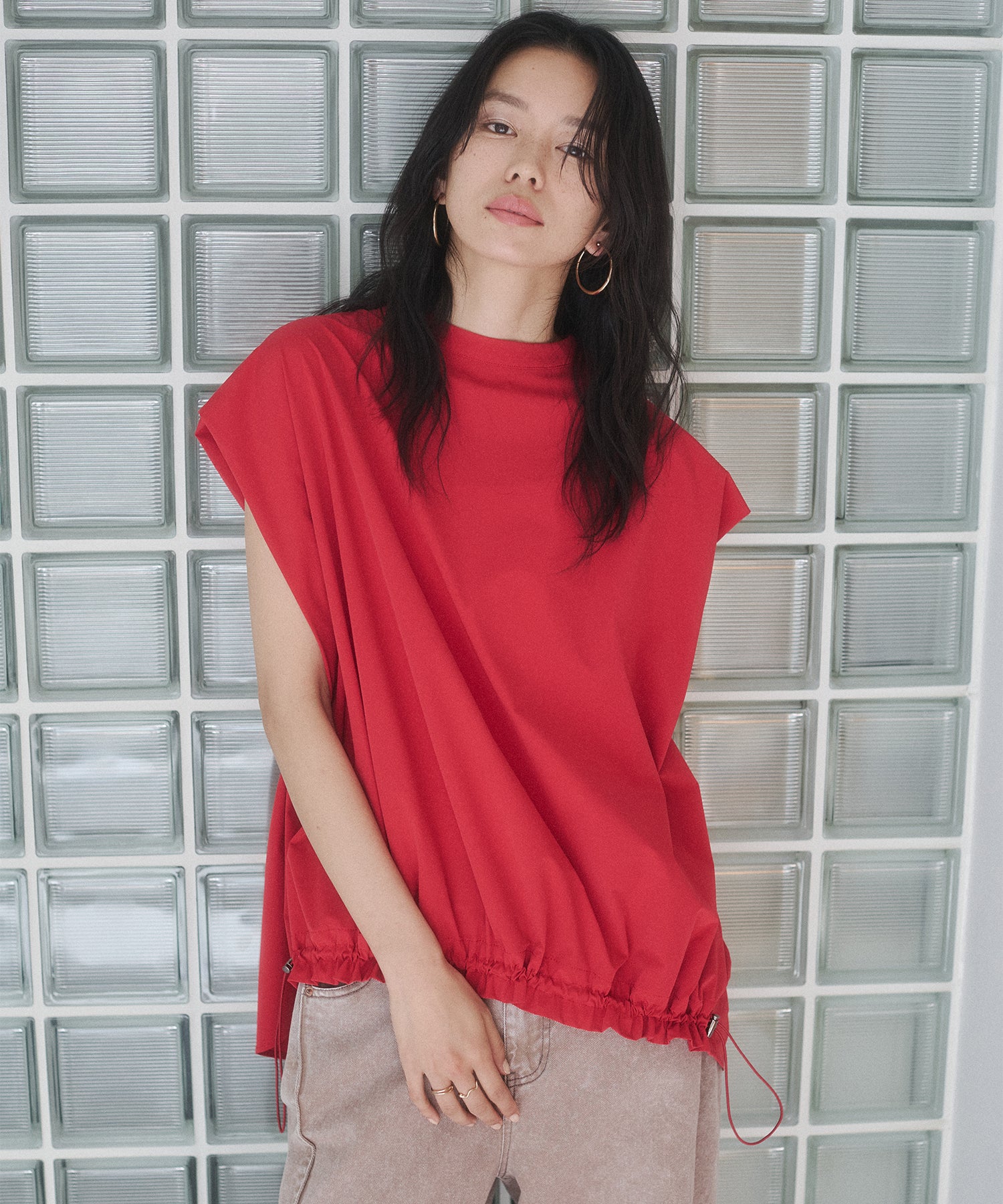 《PRE-ORDER》[ICE TOUCH] SLEEVELESS DRAWSTRING TOPS