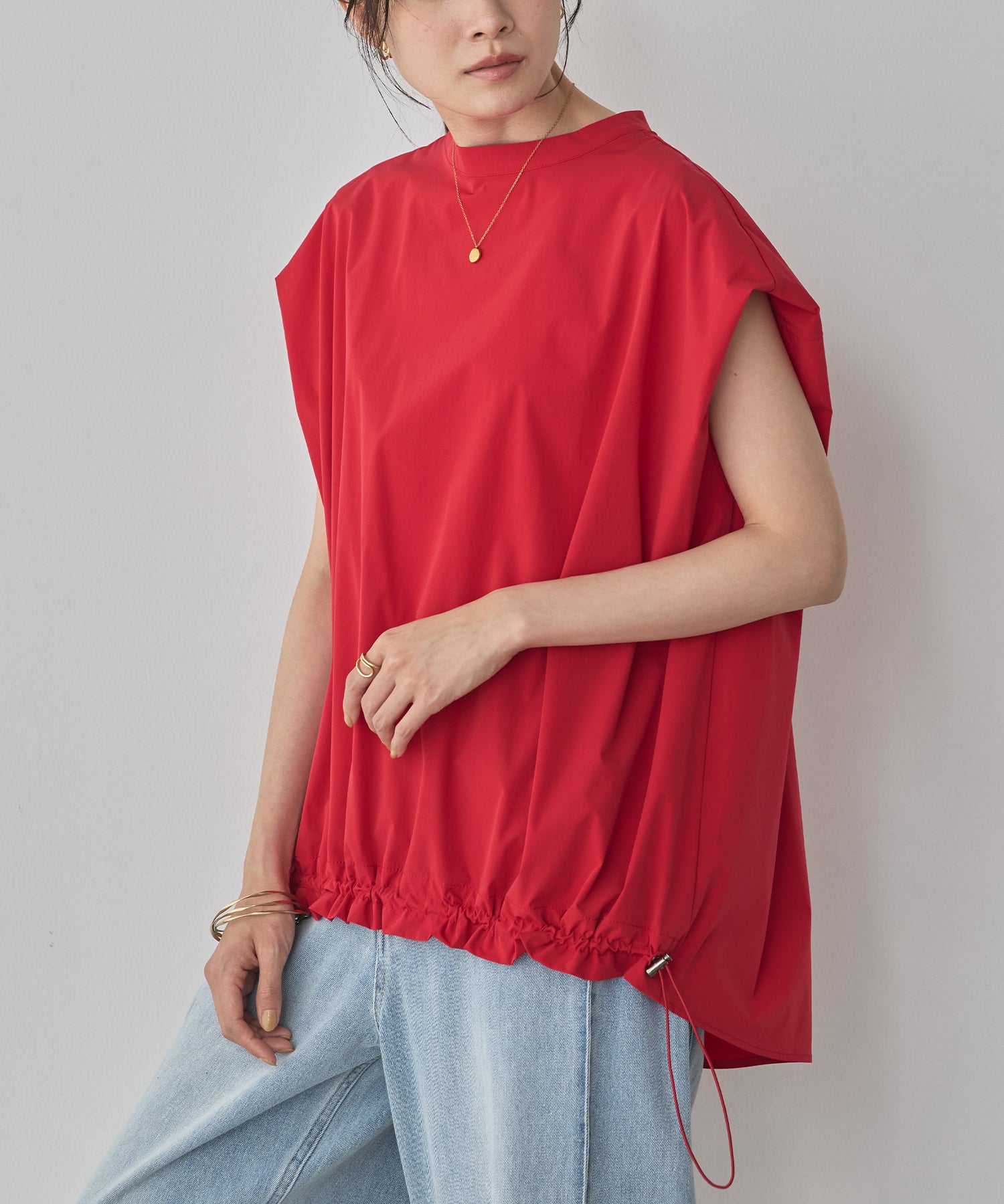 [ICE TOUCH] SLEEVELESS DRAWSTRING TOPS
