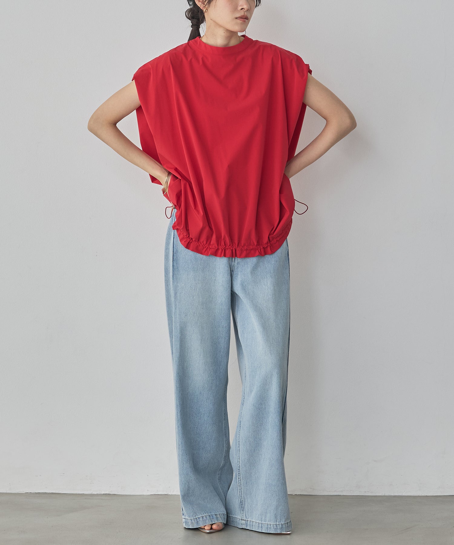 [ICE TOUCH] SLEEVELESS DRAWSTRING TOPS