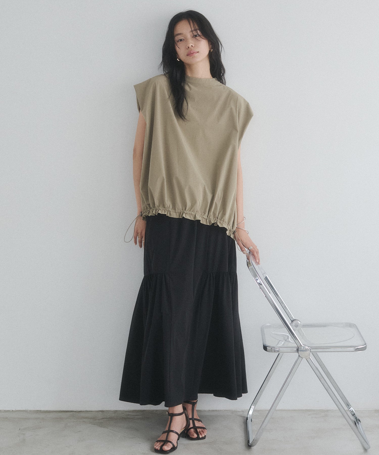 [ICE TOUCH] SLEEVELESS DRAWSTRING TOPS