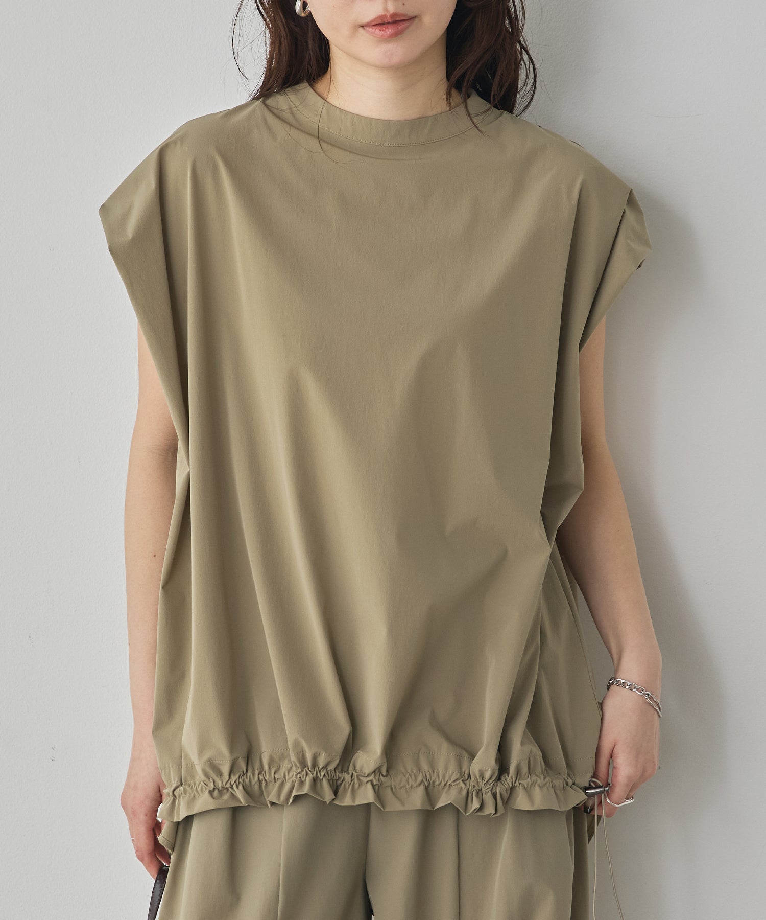 [ICE TOUCH] SLEEVELESS DRAWSTRING TOPS