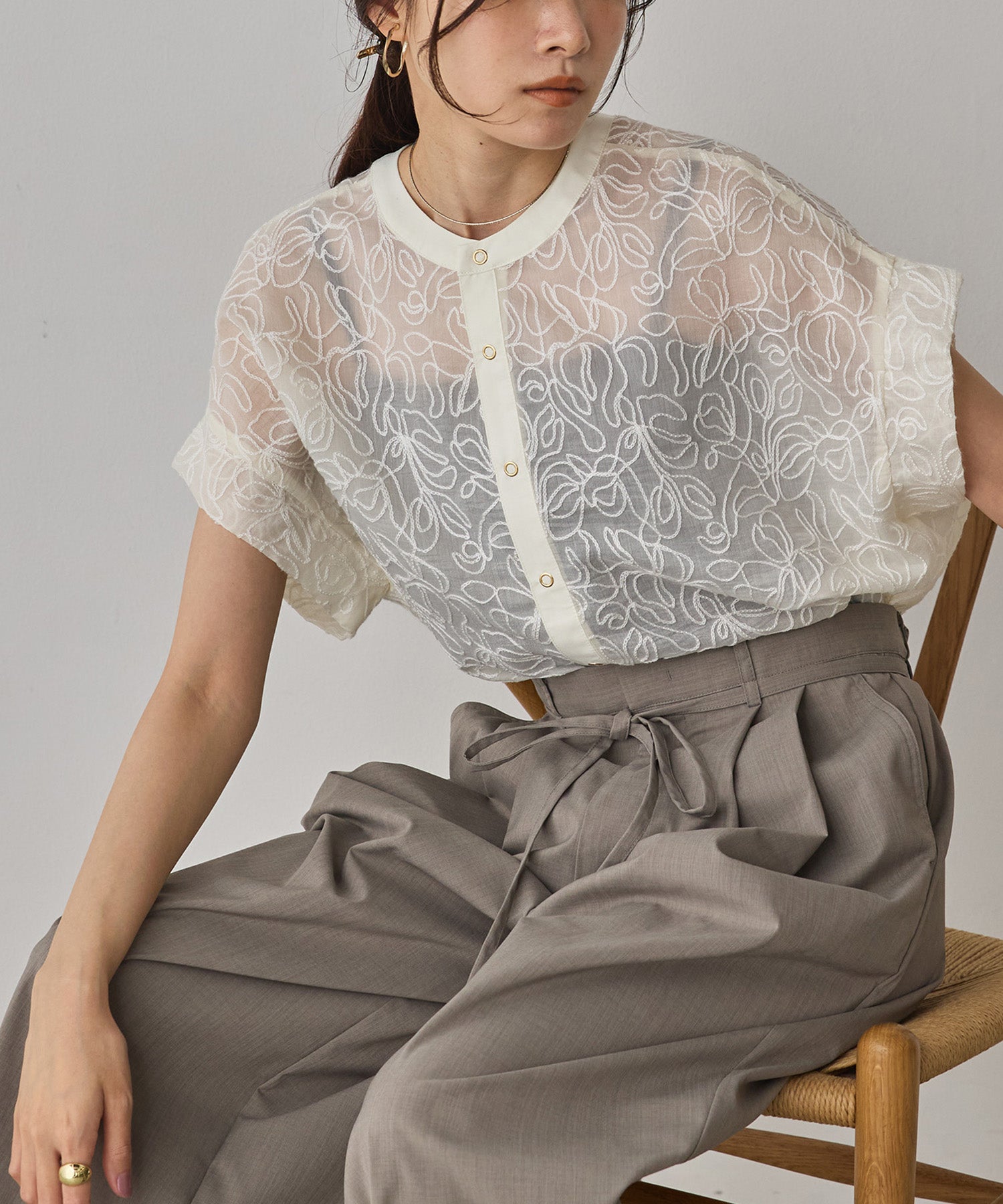 REVERSIBLE SHEER EMBROIDERED TOP