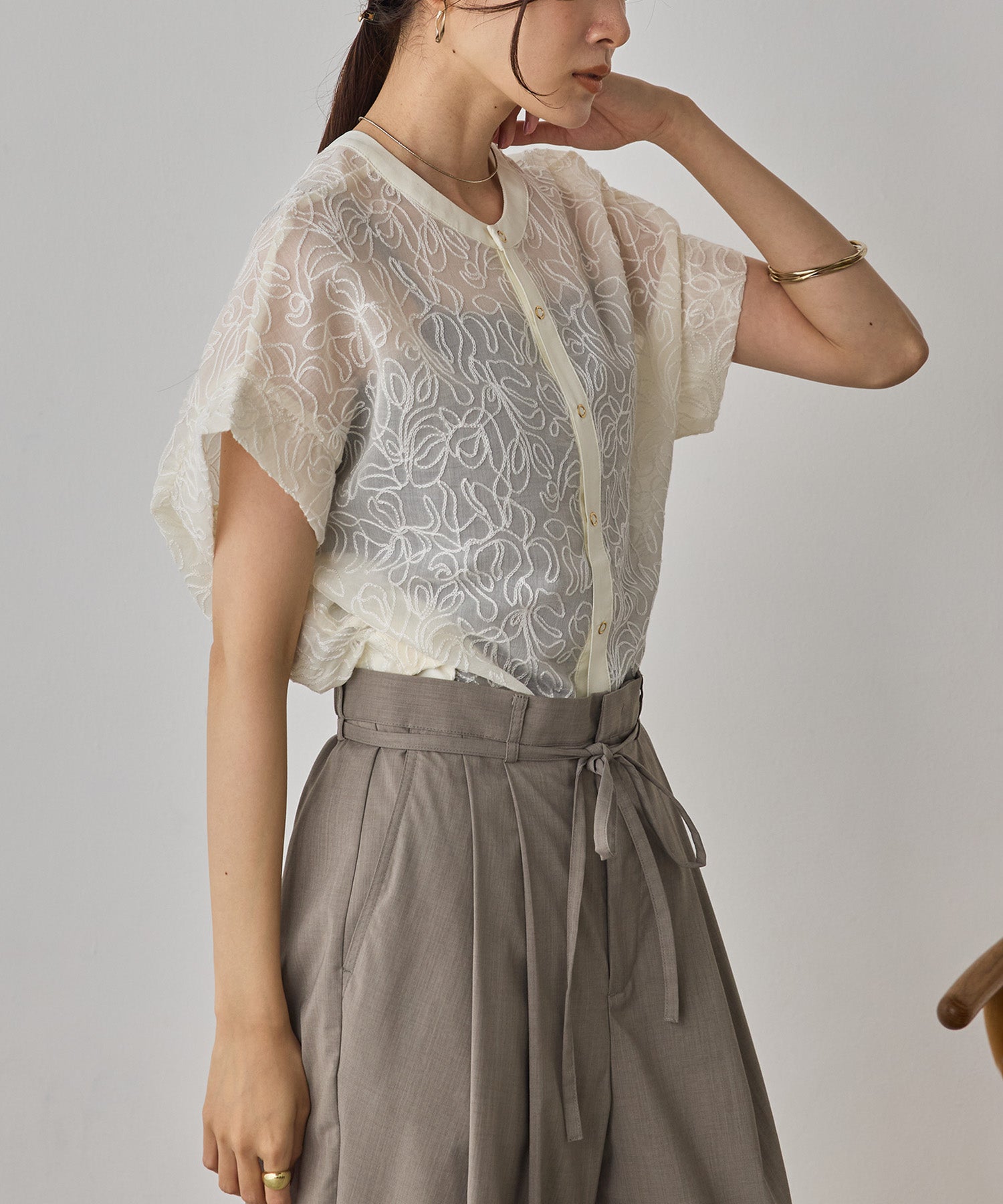 REVERSIBLE SHEER EMBROIDERED TOP