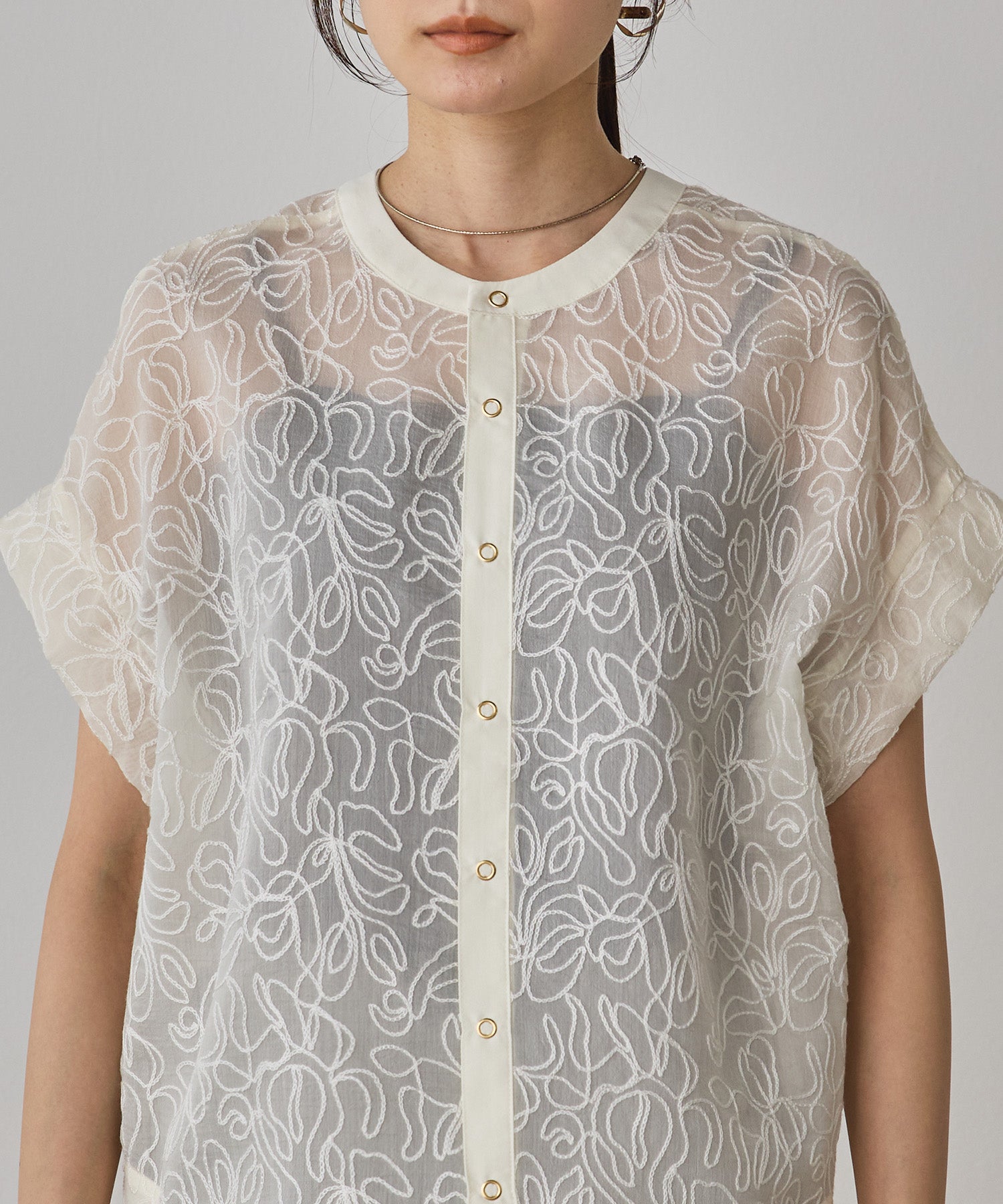 REVERSIBLE SHEER EMBROIDERED TOP