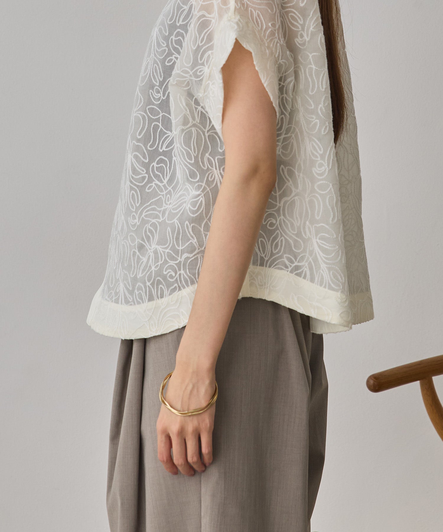 REVERSIBLE SHEER EMBROIDERED TOP