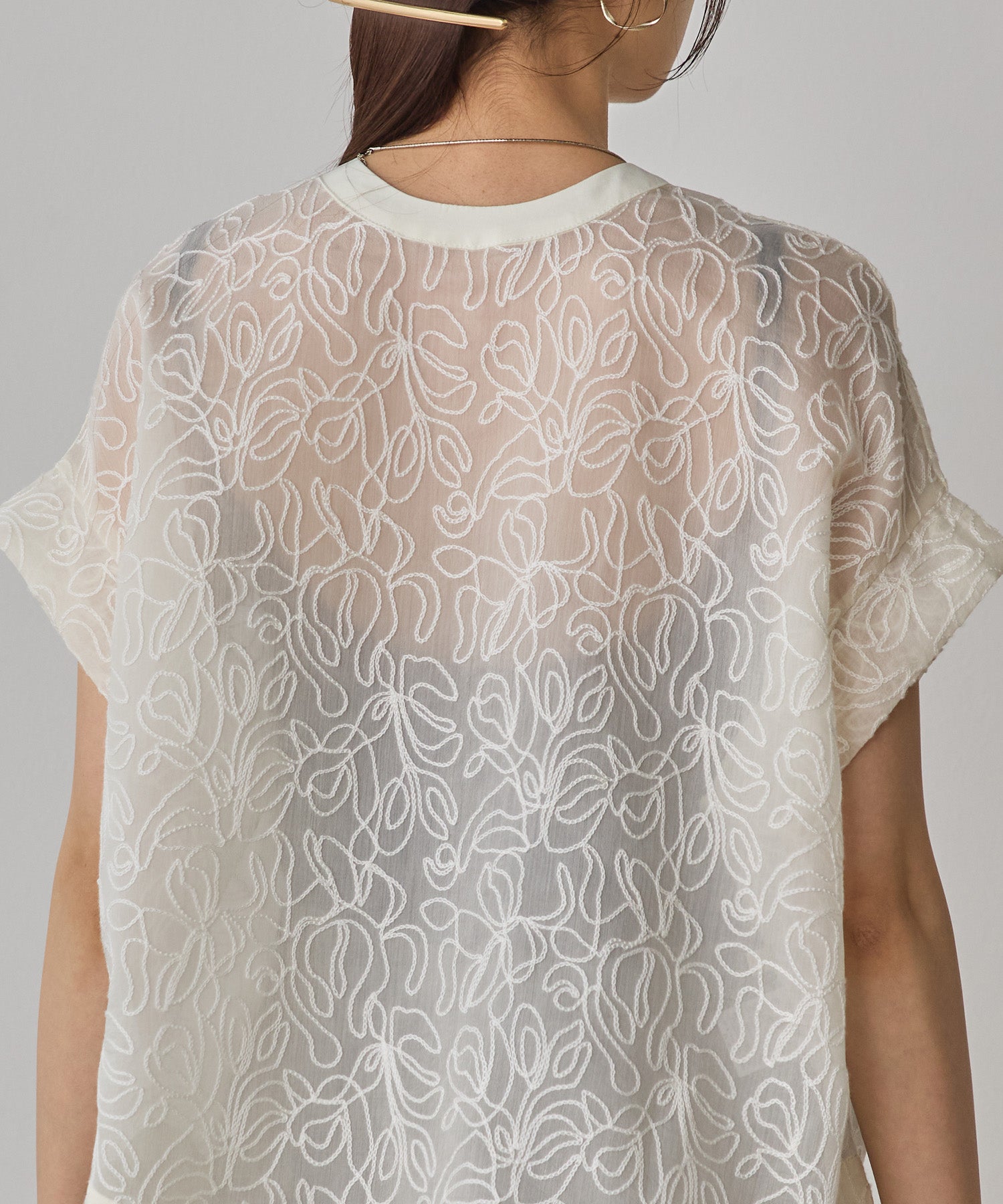 REVERSIBLE SHEER EMBROIDERED TOP
