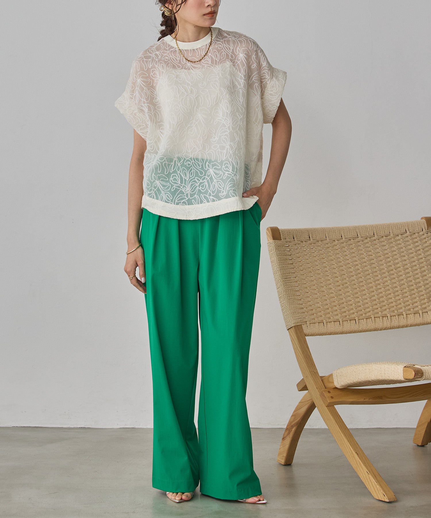 REVERSIBLE SHEER EMBROIDERED TOP