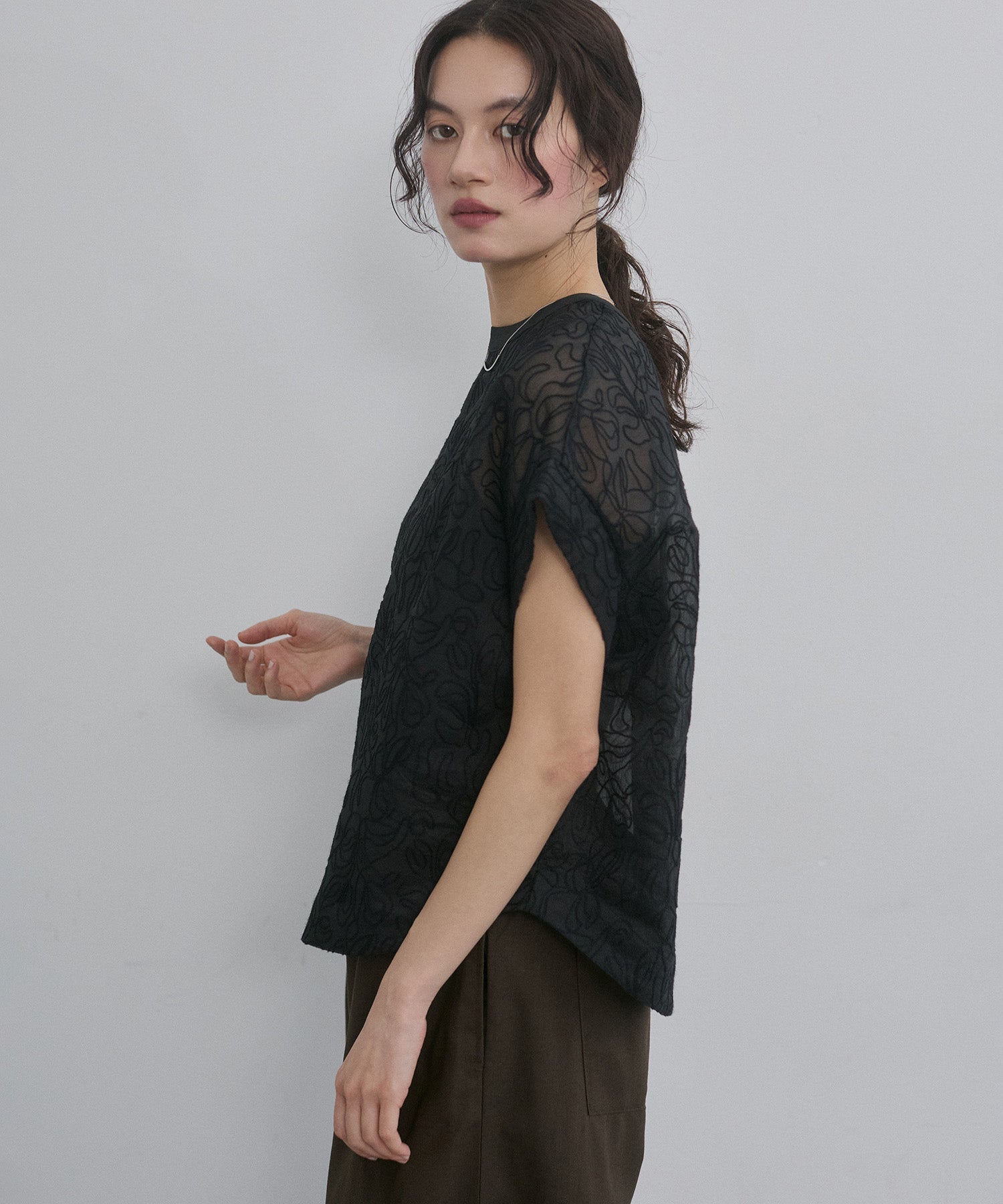 REVERSIBLE SHEER EMBROIDERED TOP