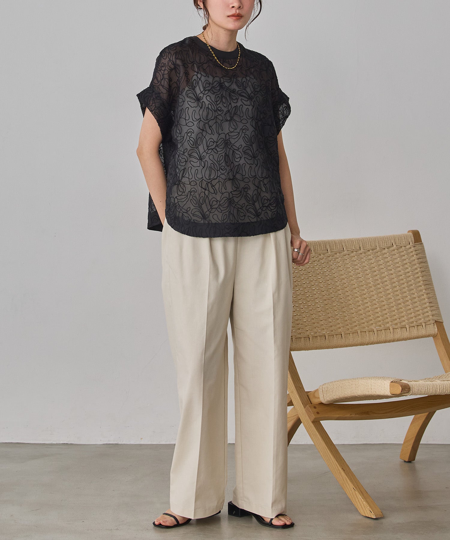 REVERSIBLE SHEER EMBROIDERED TOP
