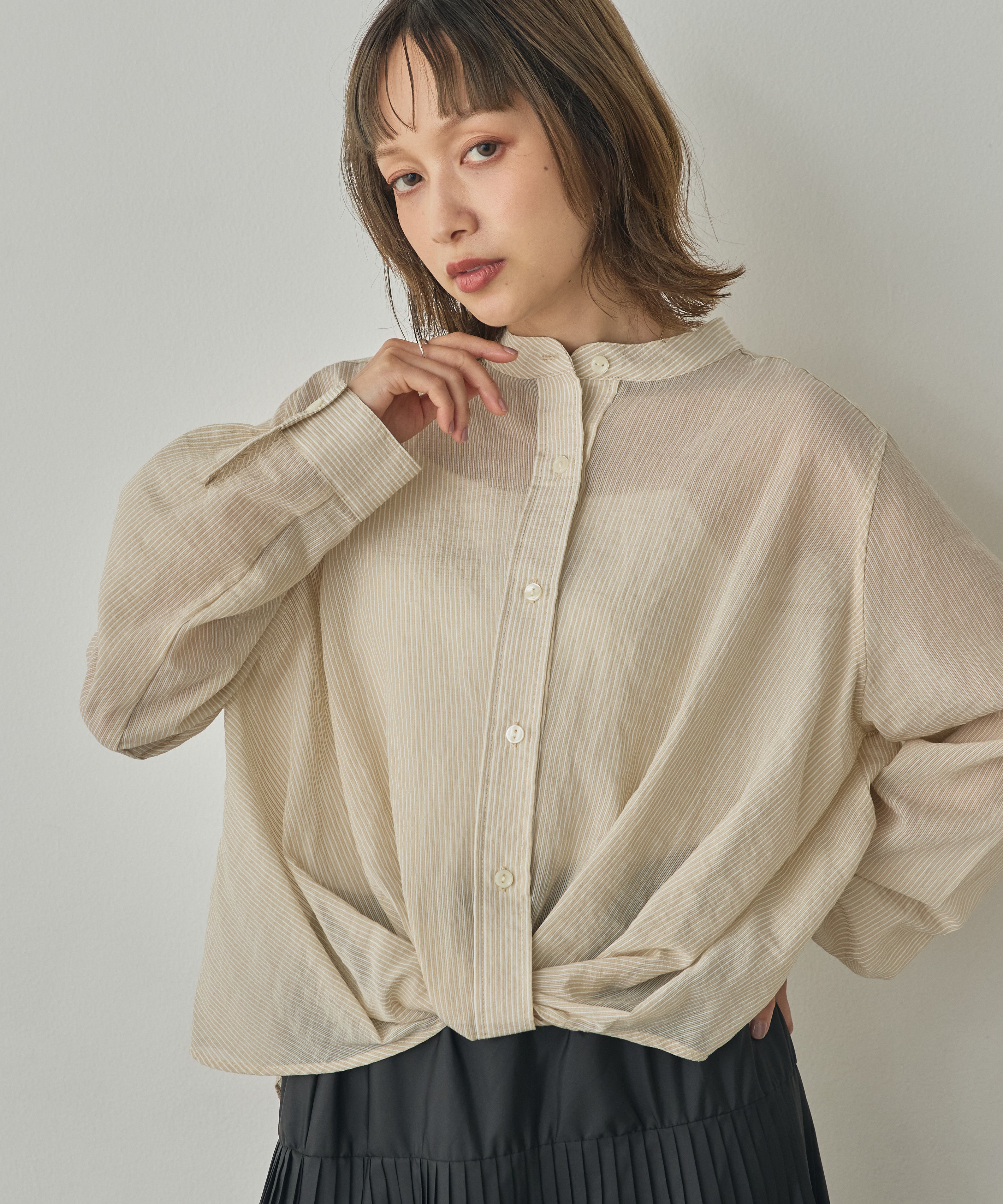 GROSGRAIN STRIPED TWIST SHIRT