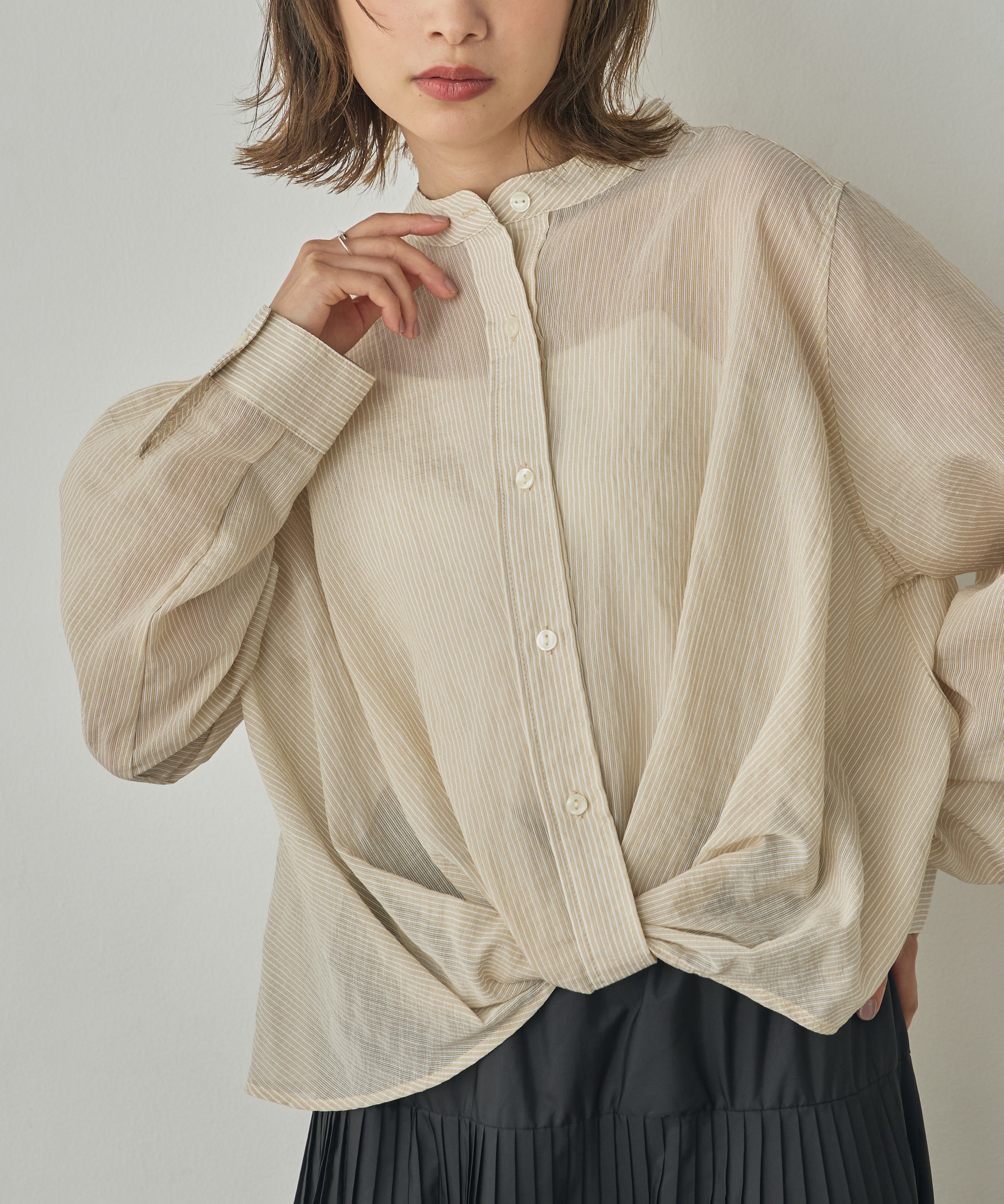 GROSGRAIN STRIPED TWIST SHIRT