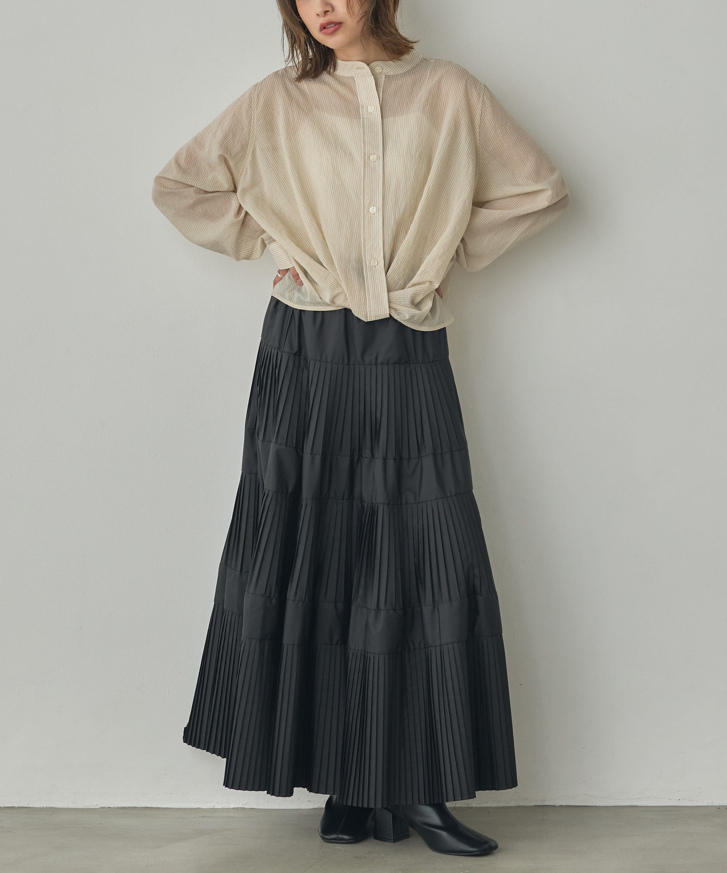 GROSGRAIN STRIPED TWIST SHIRT
