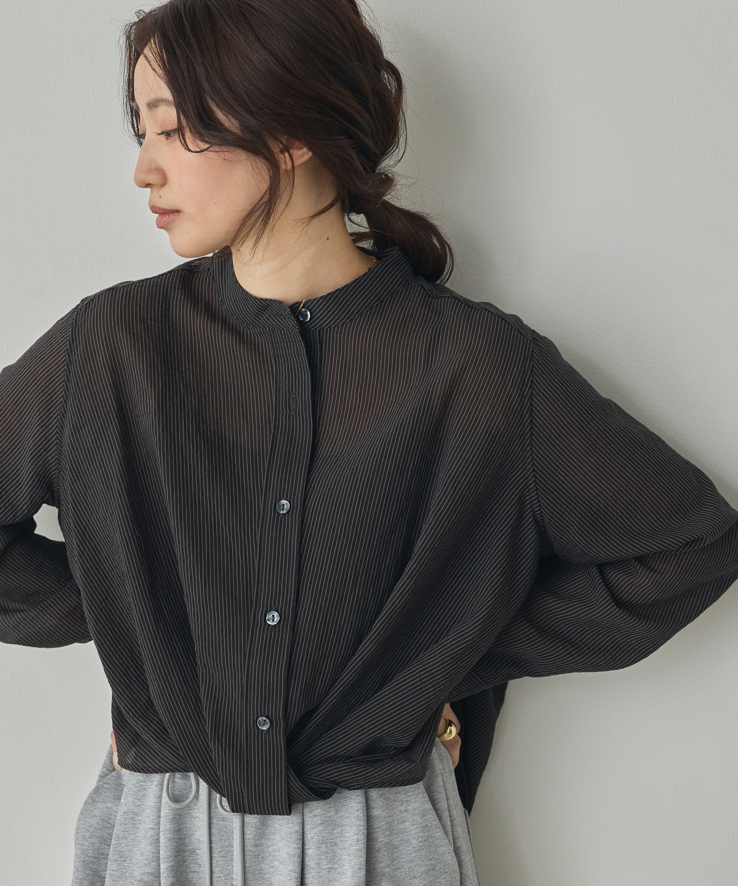GROSGRAIN STRIPED TWIST SHIRT