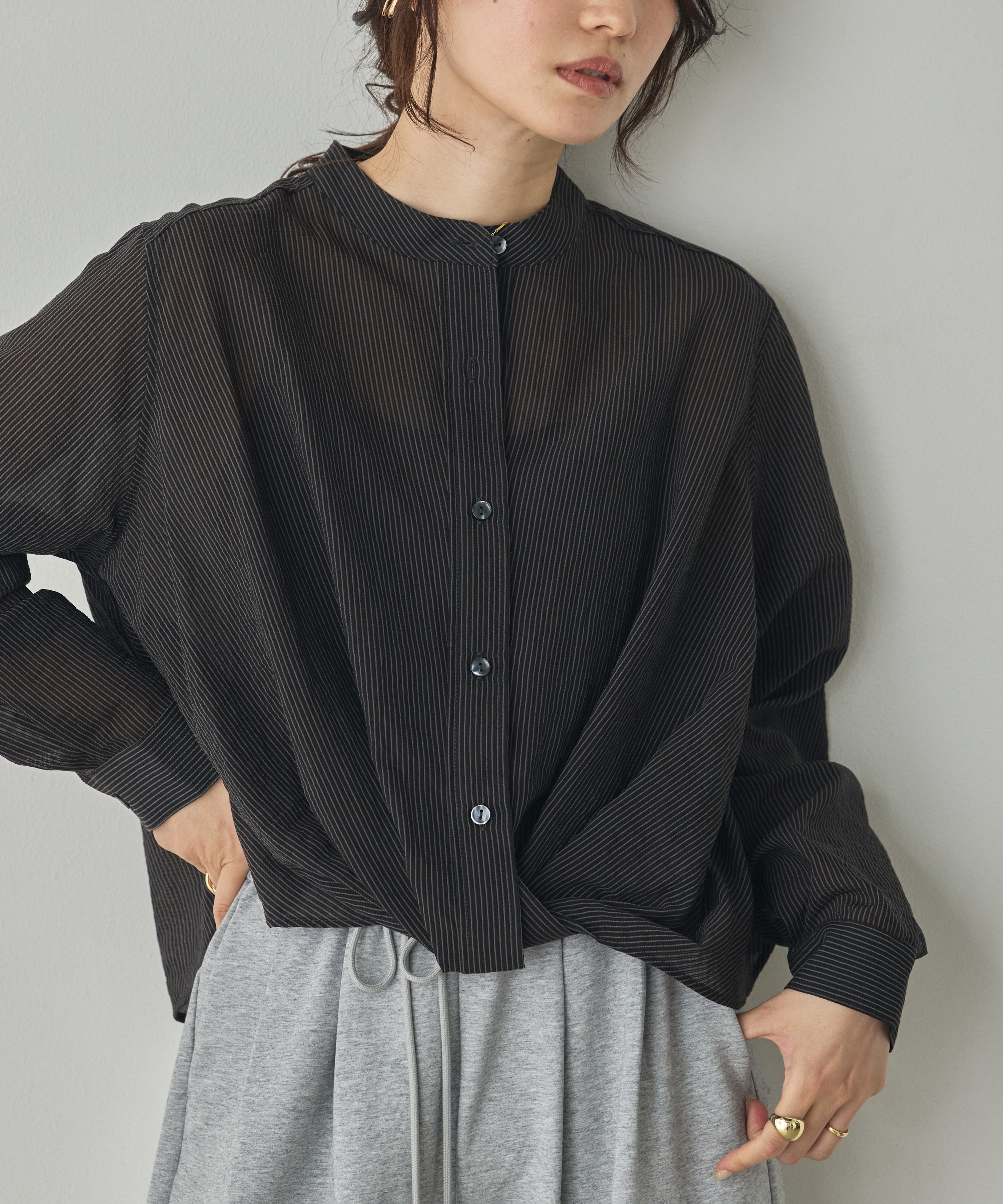 GROSGRAIN STRIPED TWIST SHIRT