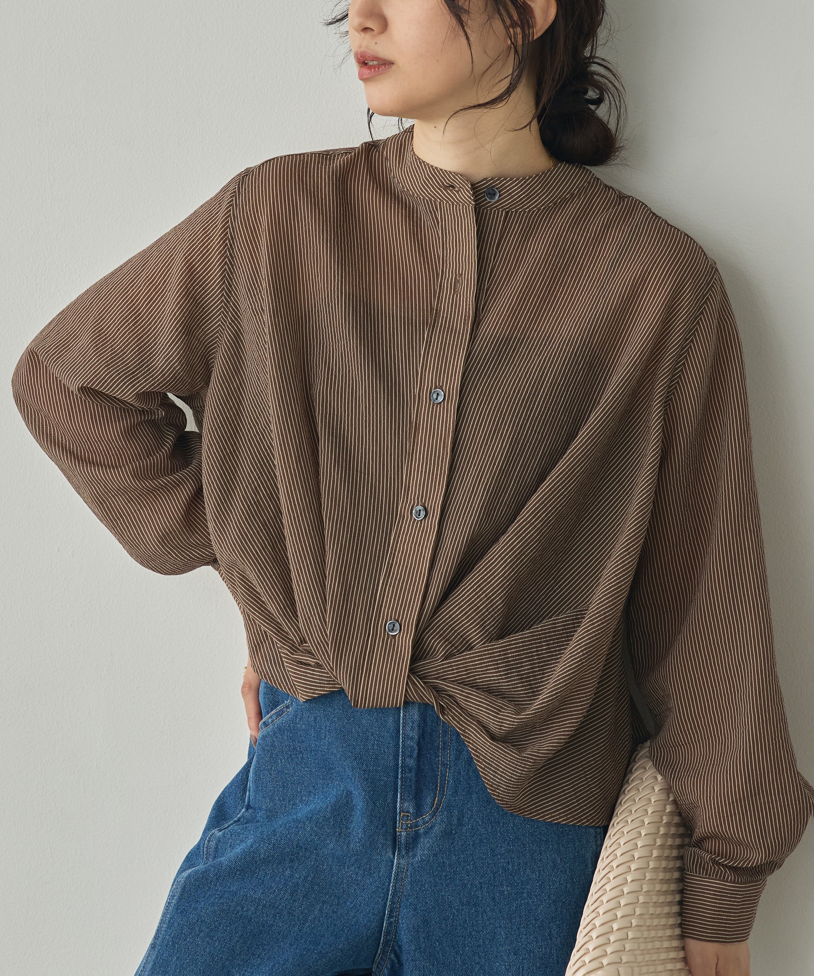 GROSGRAIN STRIPED TWIST SHIRT