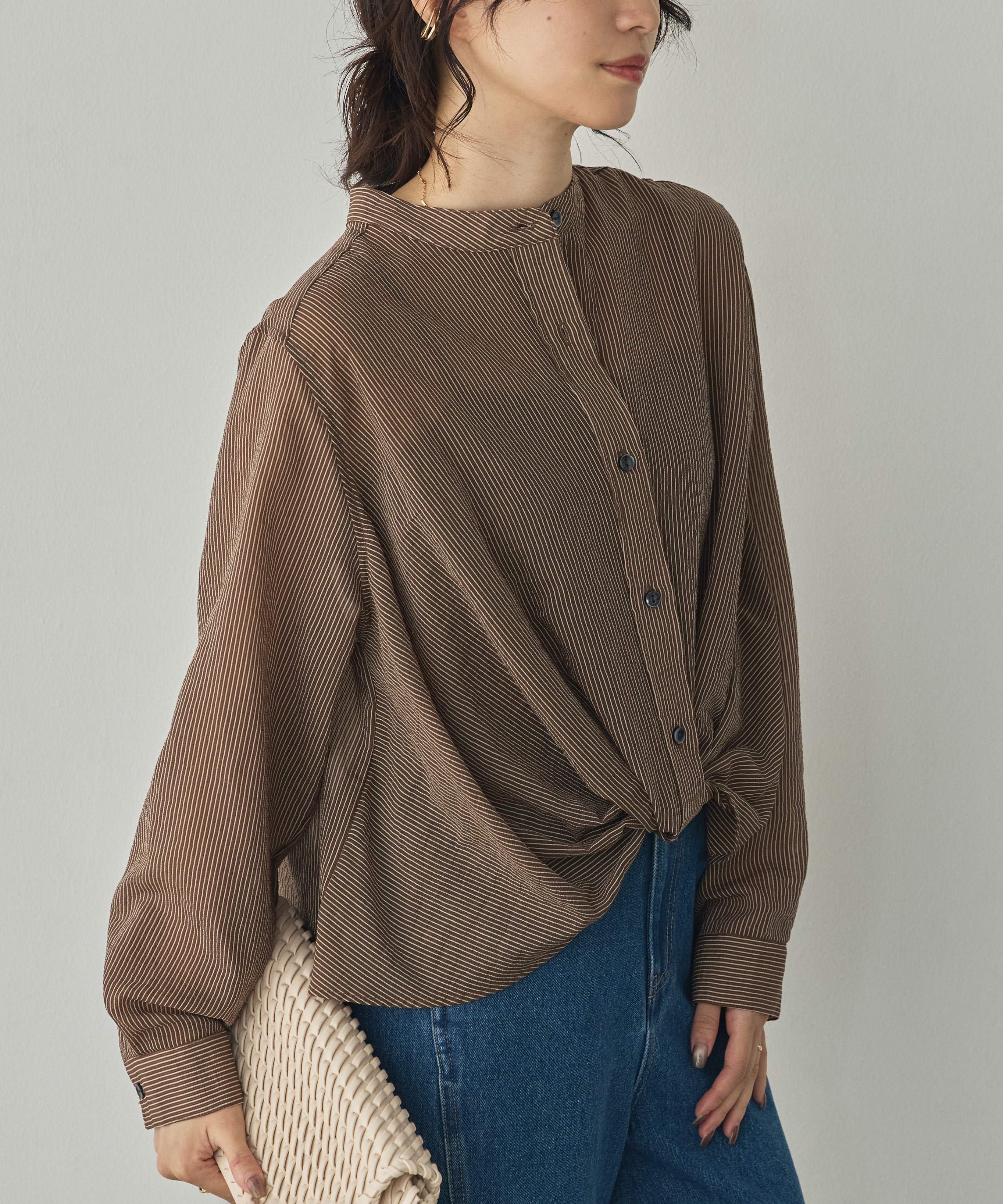 GROSGRAIN STRIPED TWIST SHIRT
