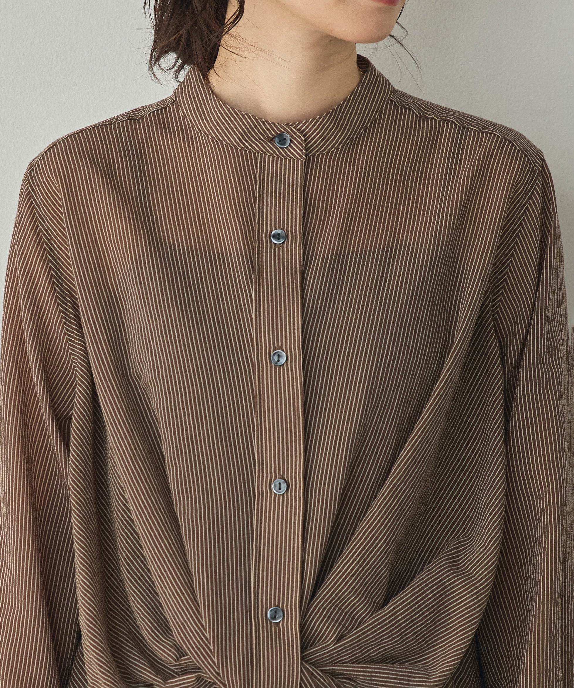 GROSGRAIN STRIPED TWIST SHIRT