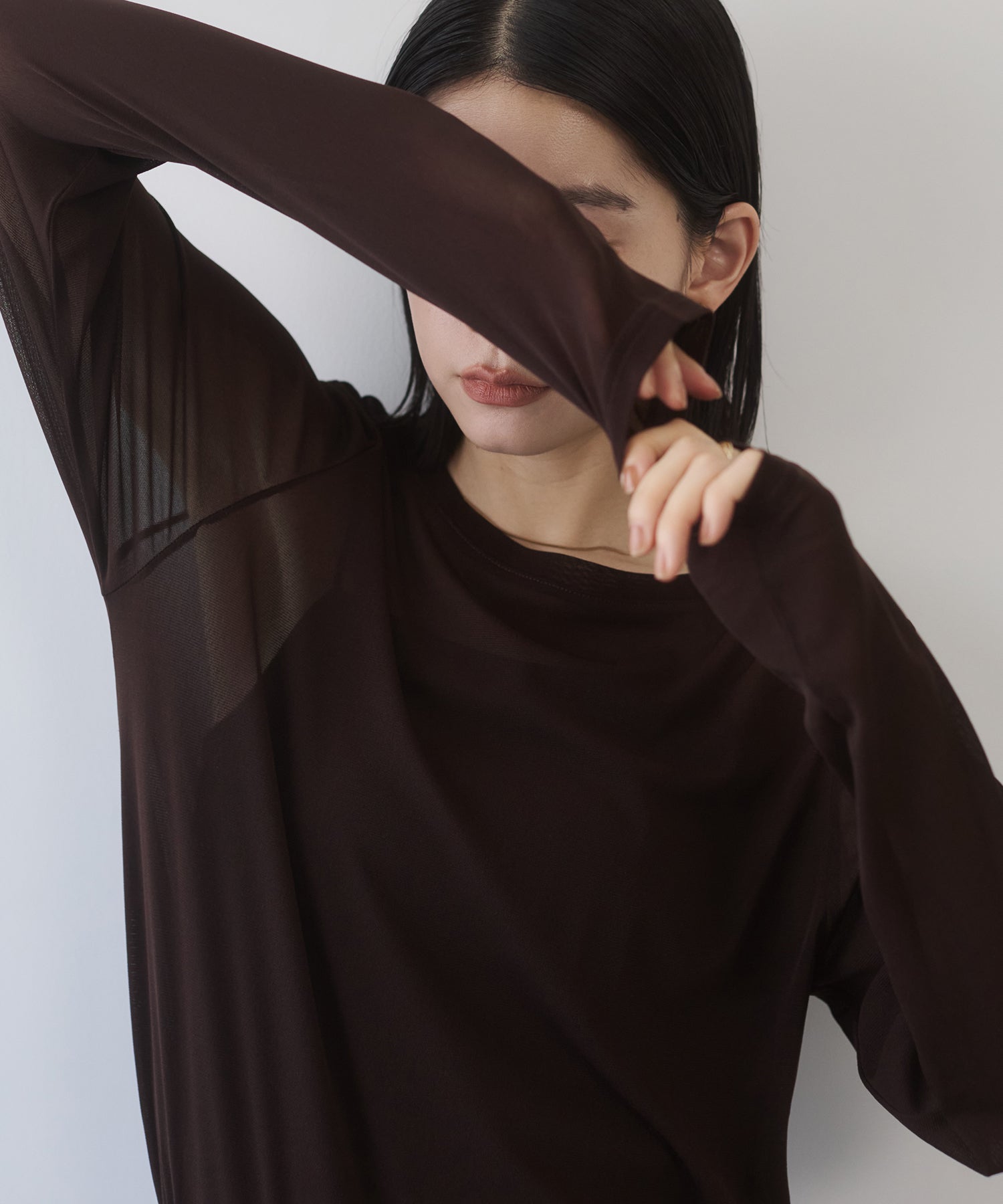 [LIMITED] CREW NECK SHEER TOPS