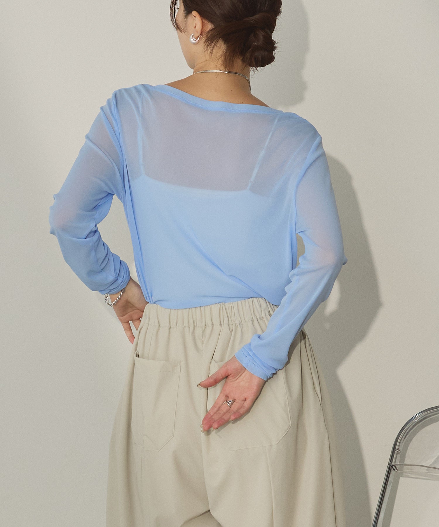 [LIMITED] CREW NECK SHEER TOPS
