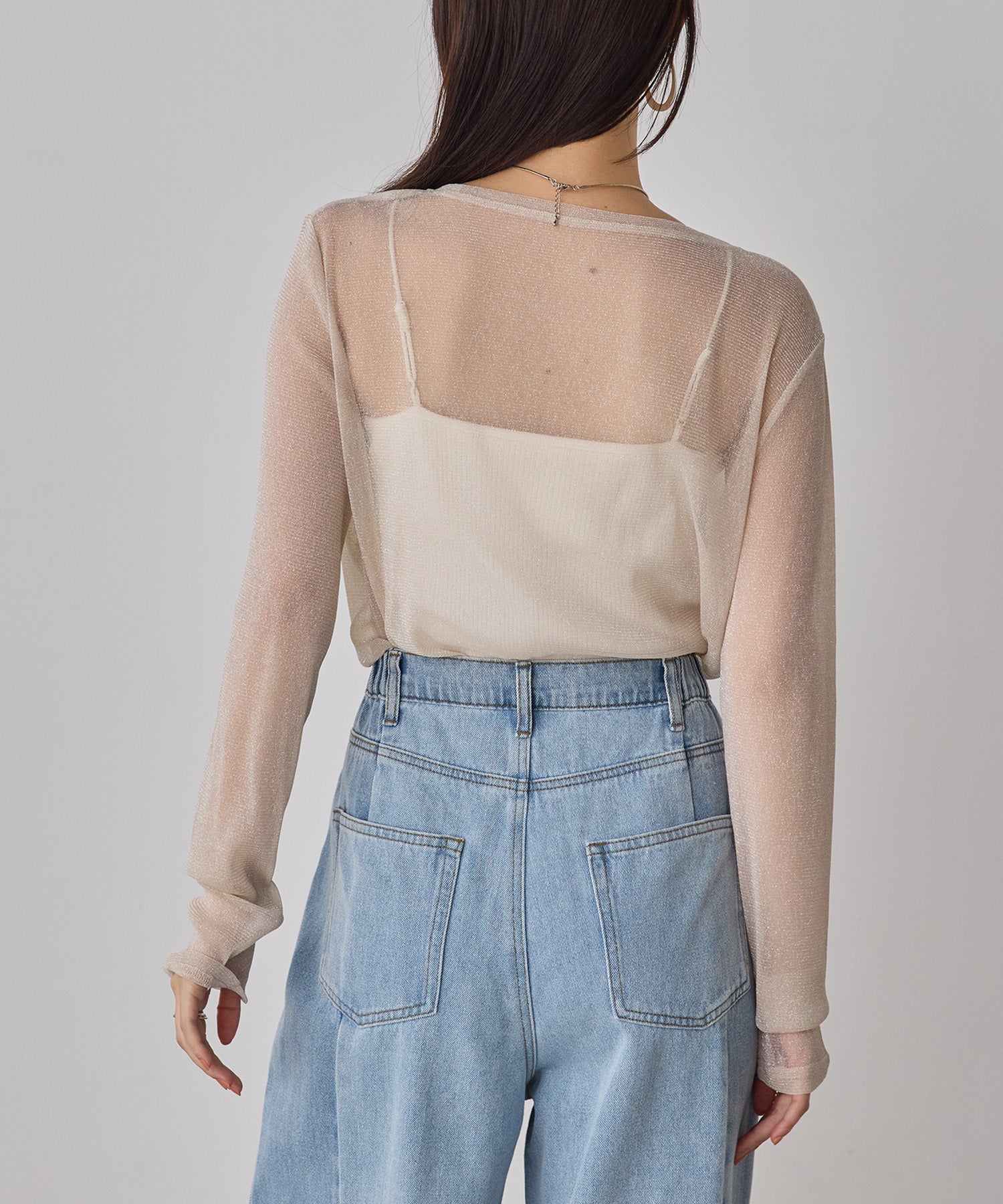 ラメシアークルーネックトップス