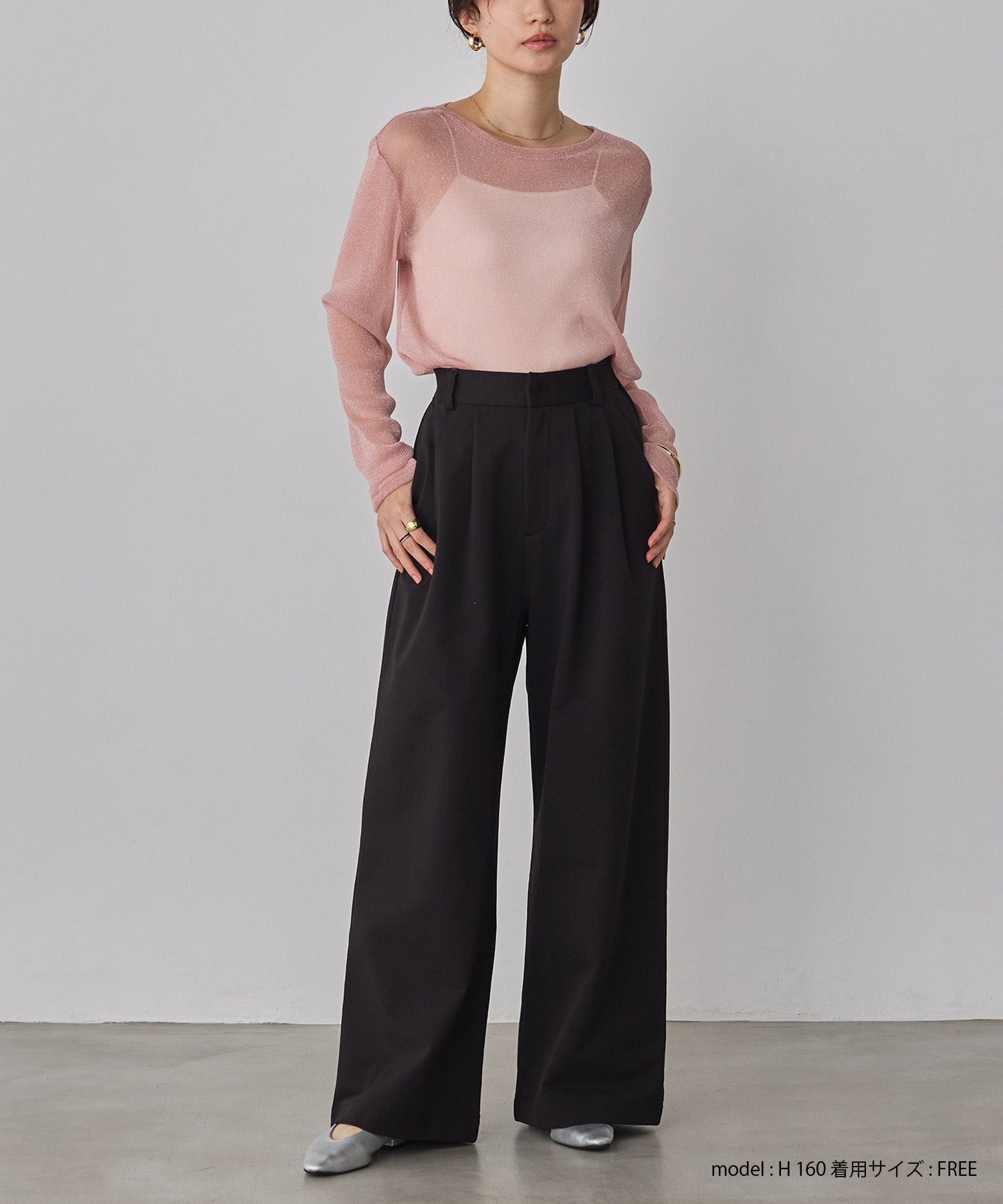 ラメシアークルーネックトップス