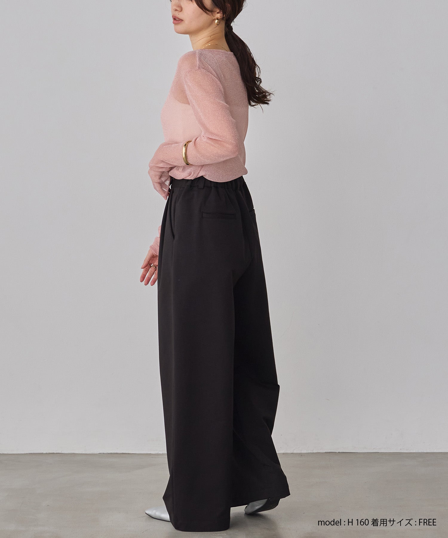 ラメシアークルーネックトップス