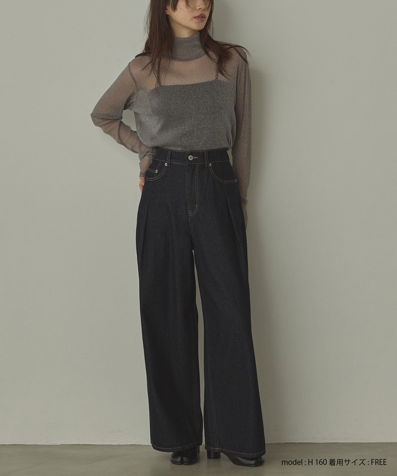 【新色追加】ラメシアー ハイネックトップス