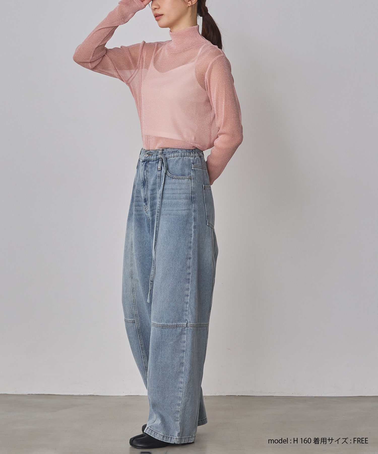 【新色追加】ラメシアー ハイネックトップス