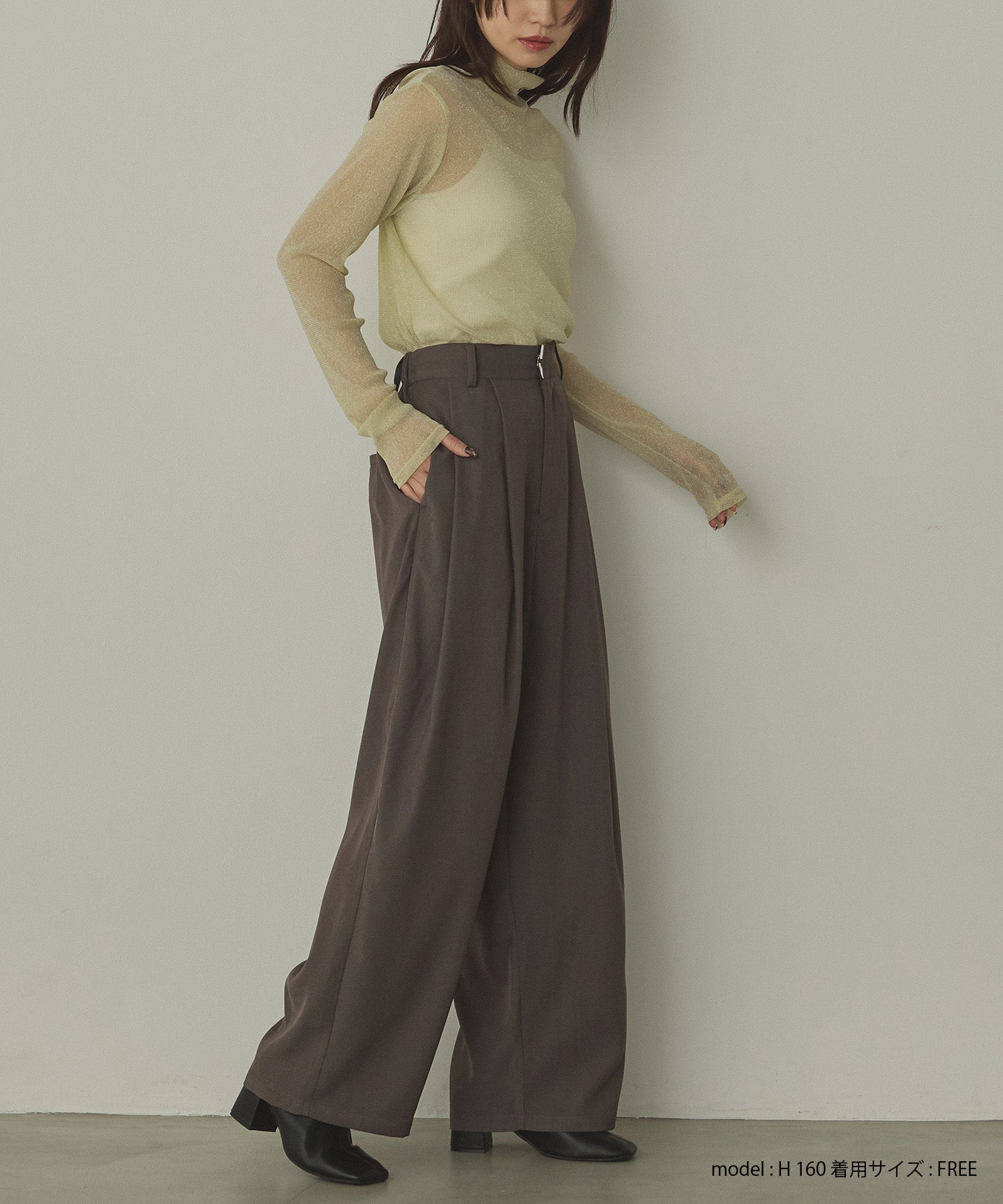 【新色追加】ラメシアー ハイネックトップス