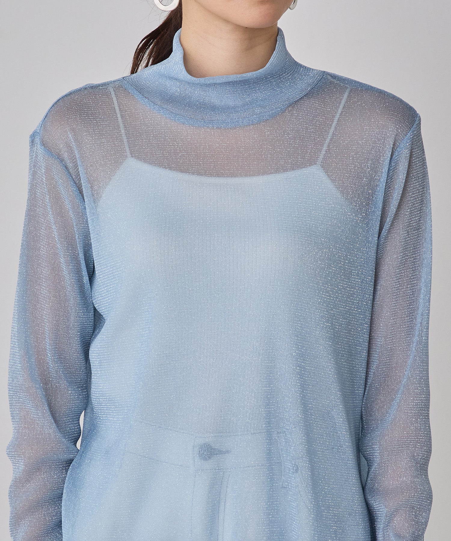 【新色追加】ラメシアー ハイネックトップス