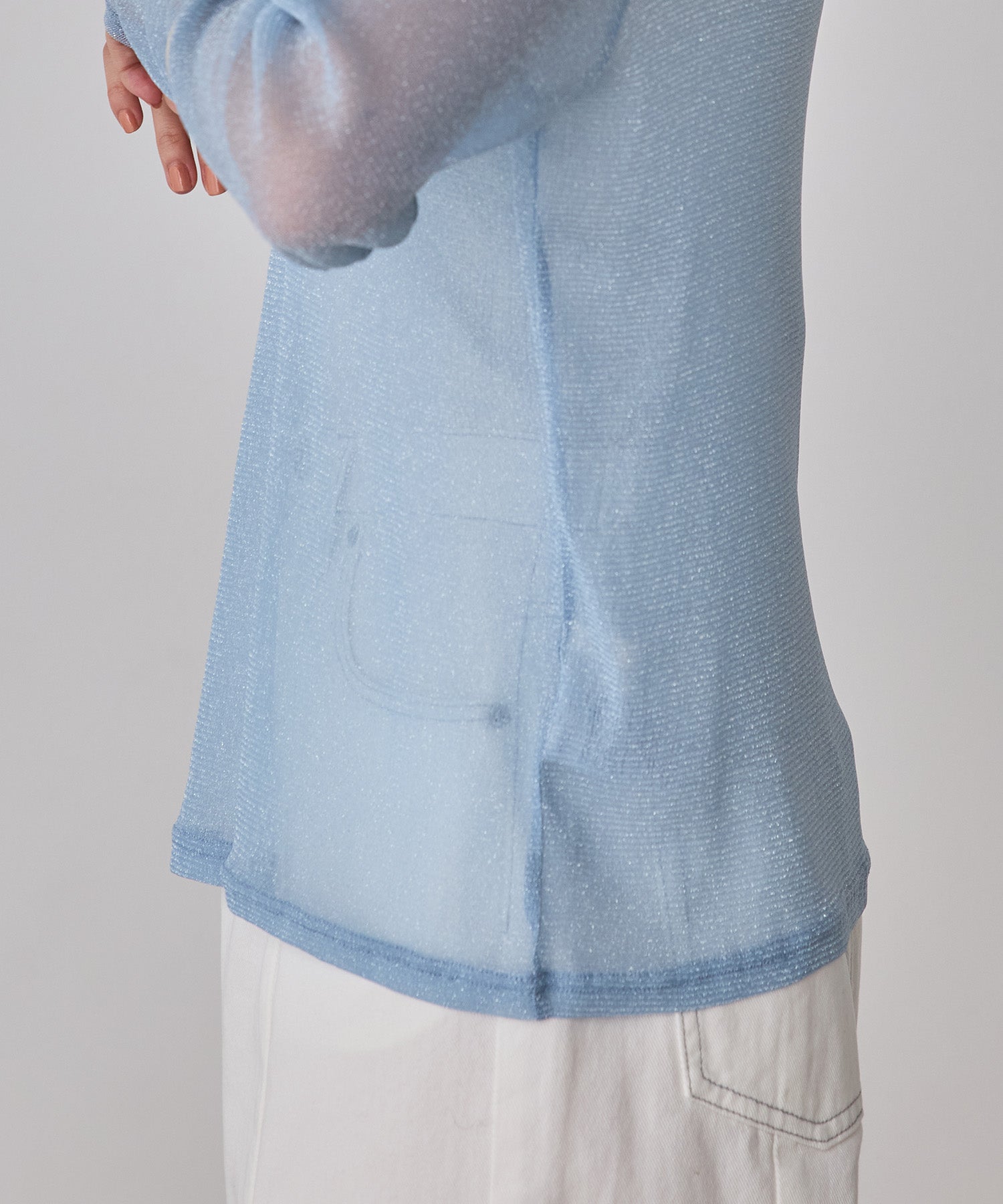 【新色追加】ラメシアー ハイネックトップス