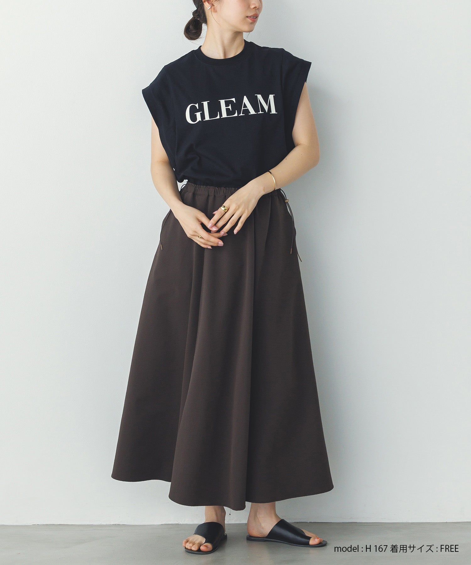 ノースリーブ プリントTシャツ