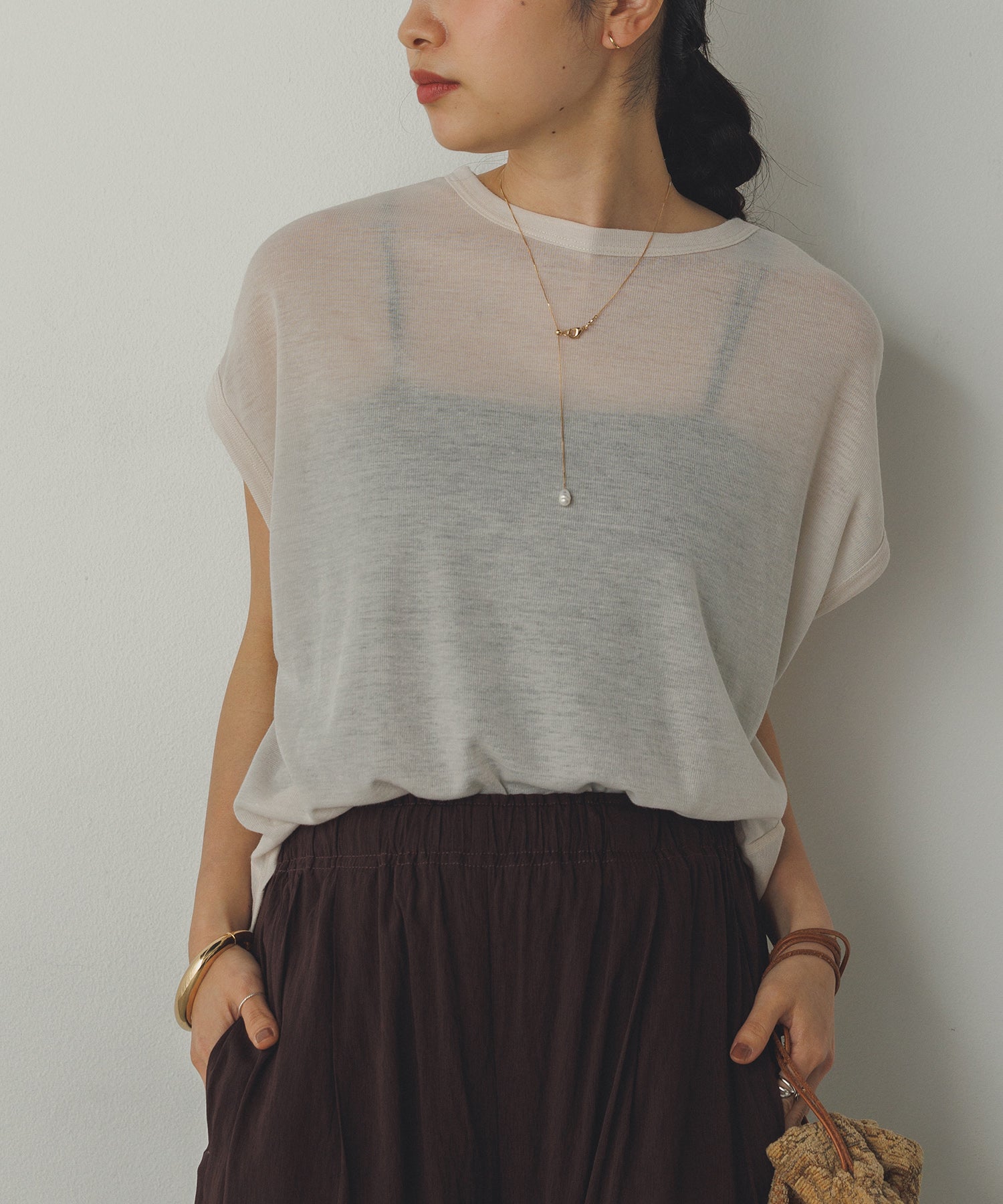 FRENCH SLEEVE SHEER OVER T-SHIRT