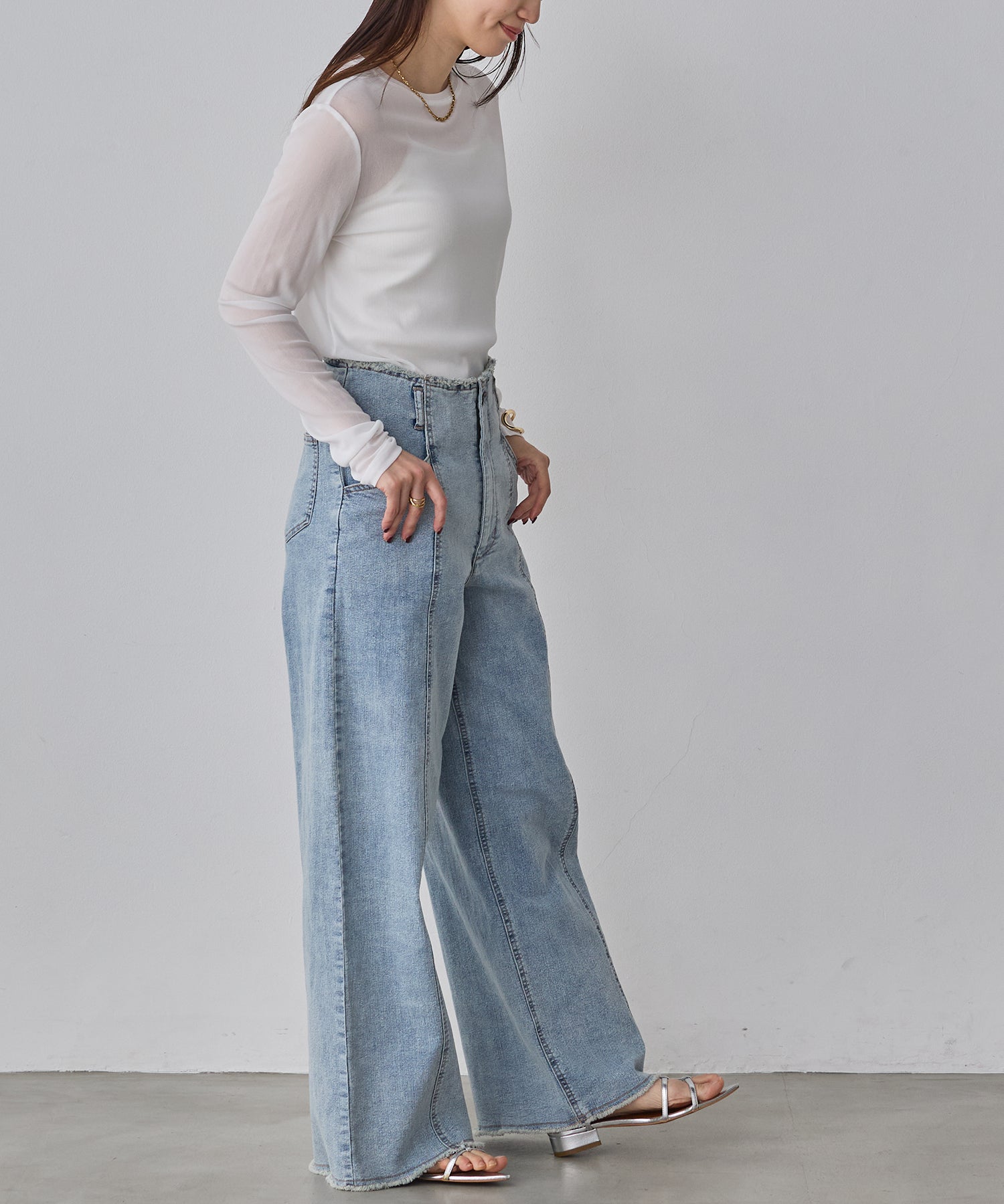 POWER NET CREW-NECK SHEER TOPS
