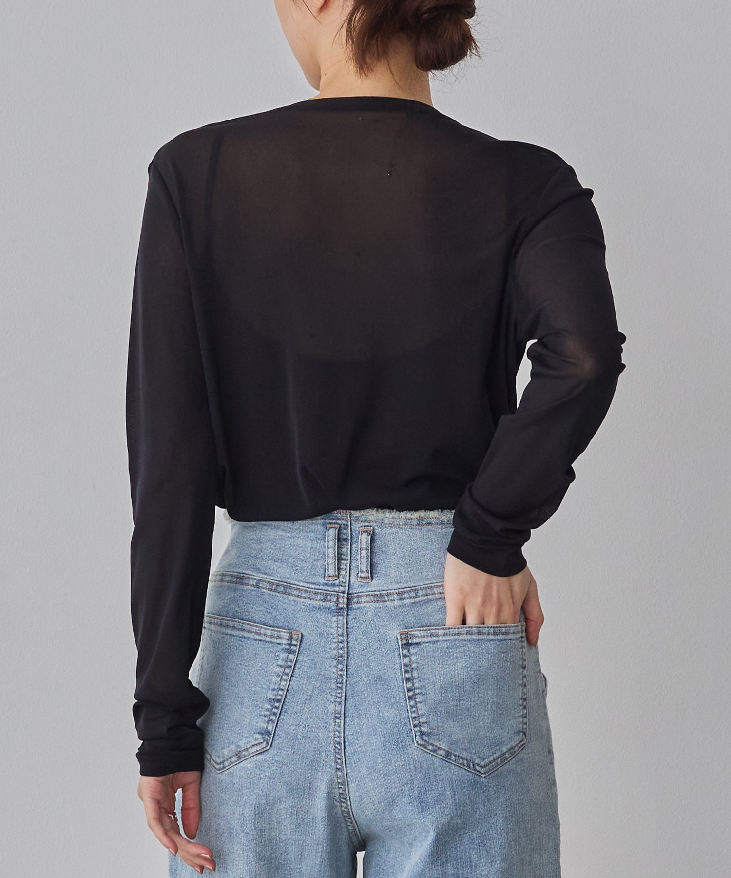 POWER NET CREW-NECK SHEER TOPS