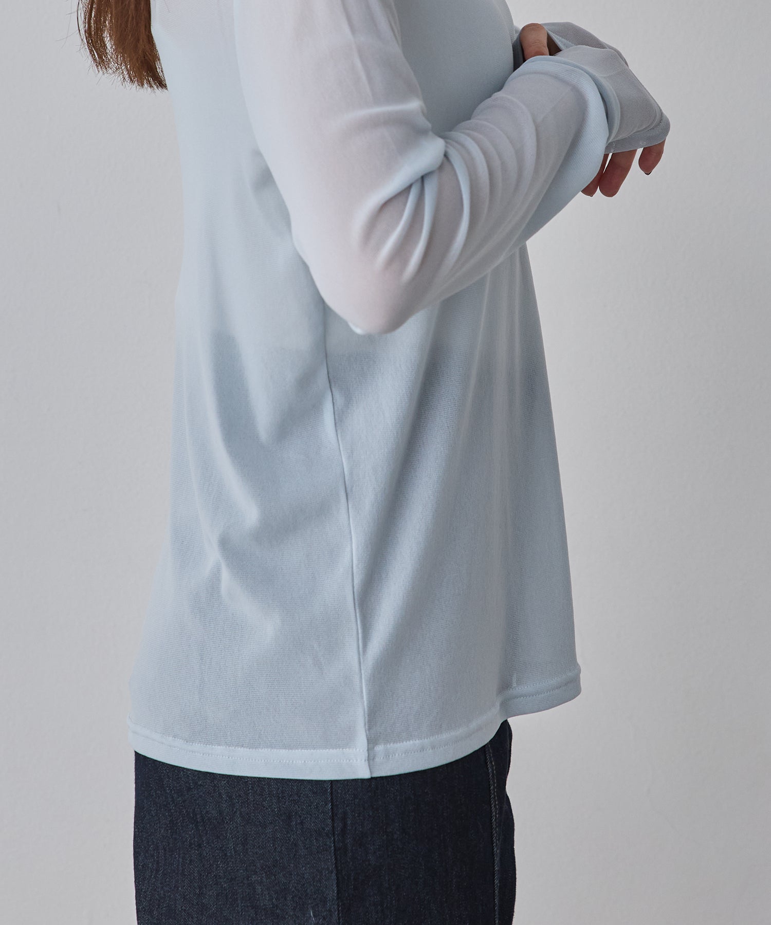 POWER NET CREW-NECK SHEER TOPS