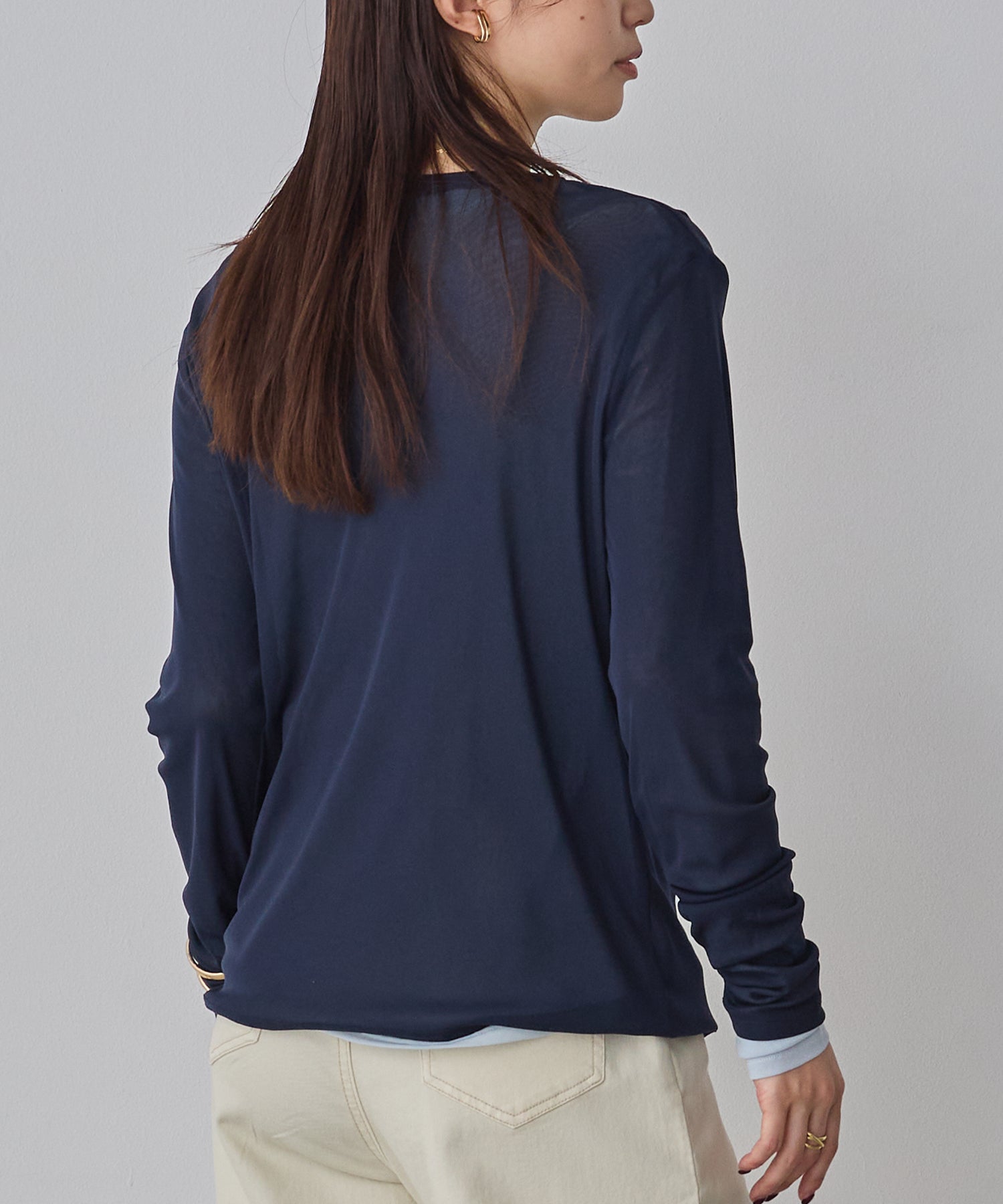 POWER NET CREW-NECK SHEER TOPS