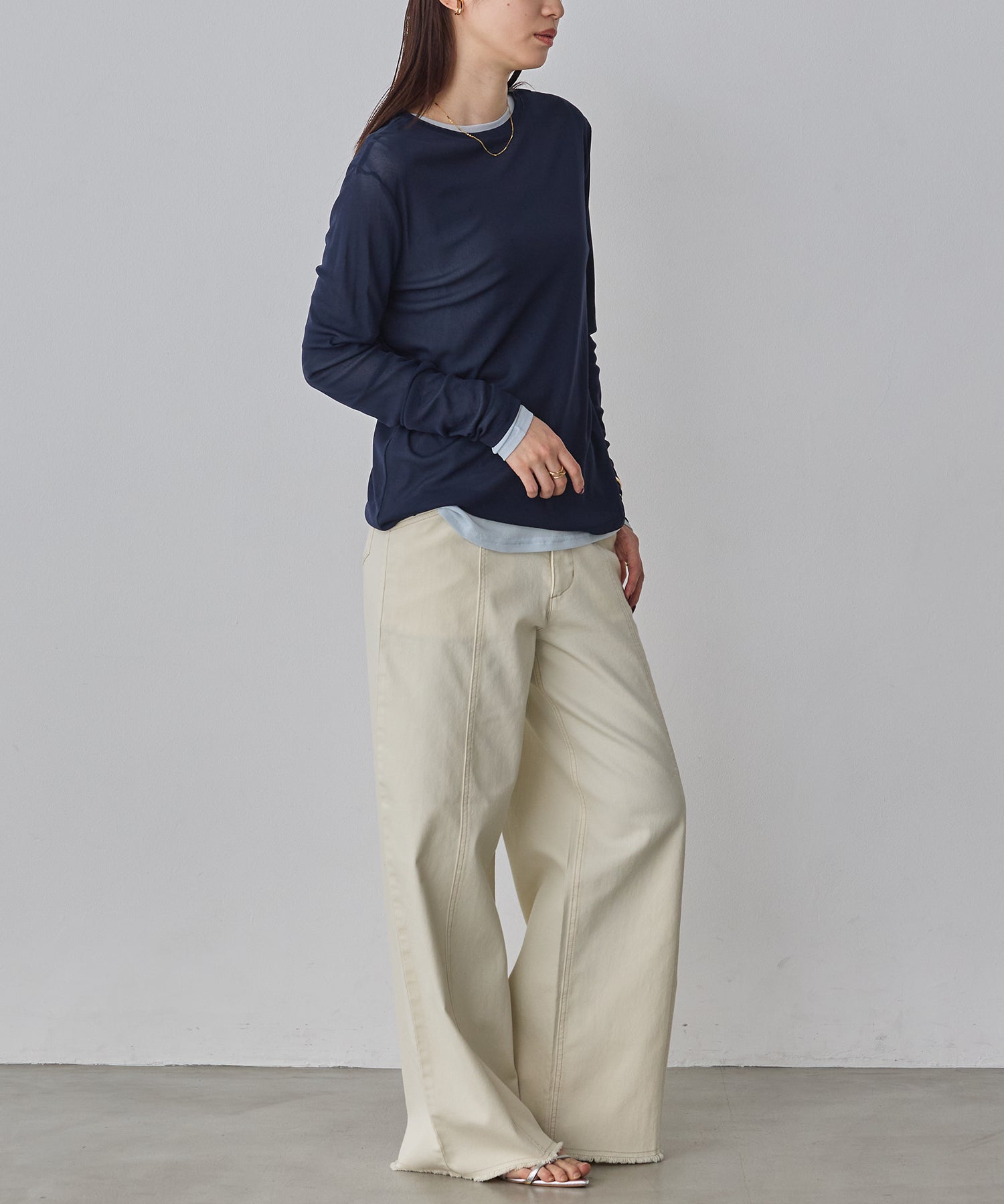 POWER NET CREW-NECK SHEER TOPS