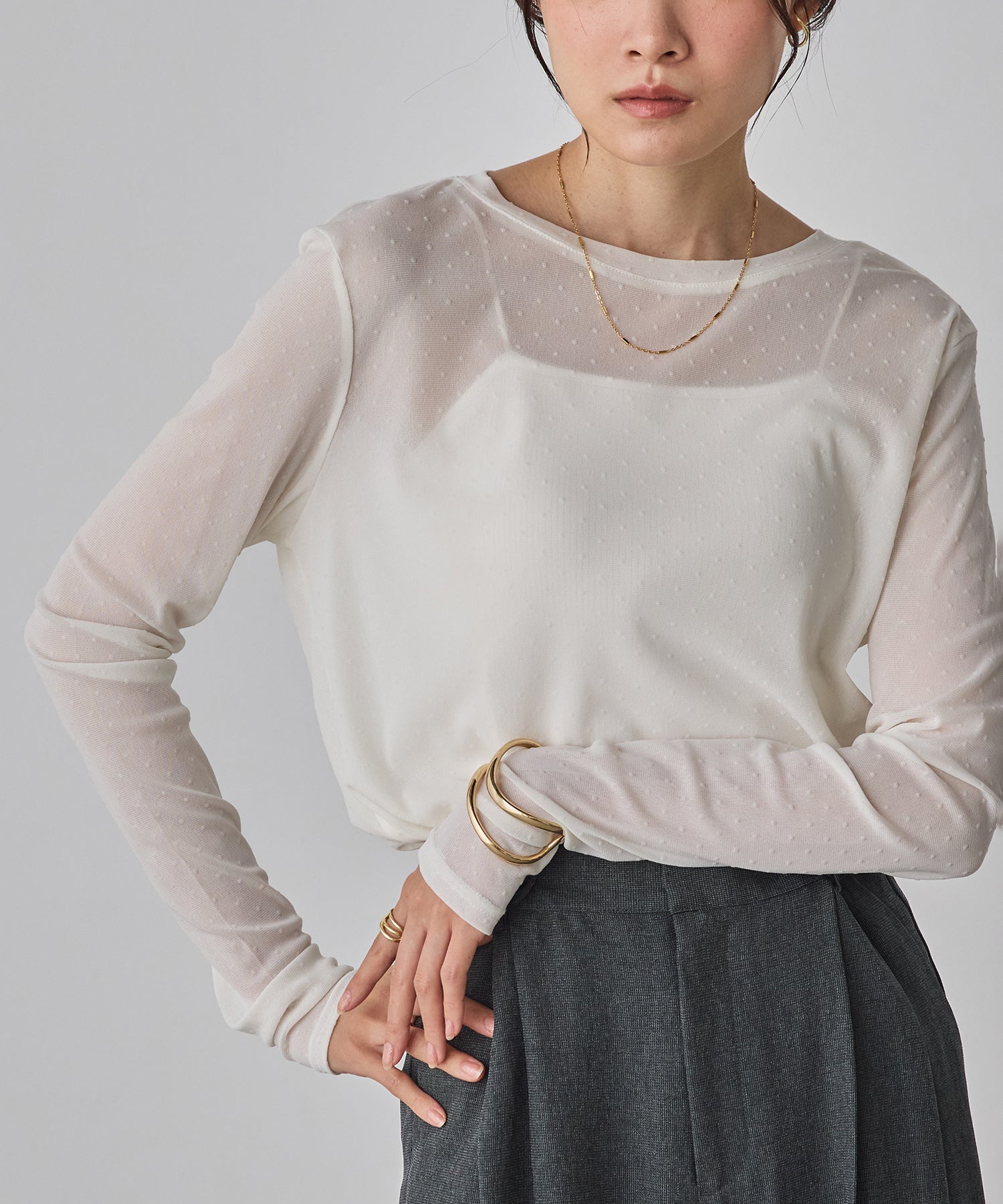 パワーネット フロッキードット シアートップス