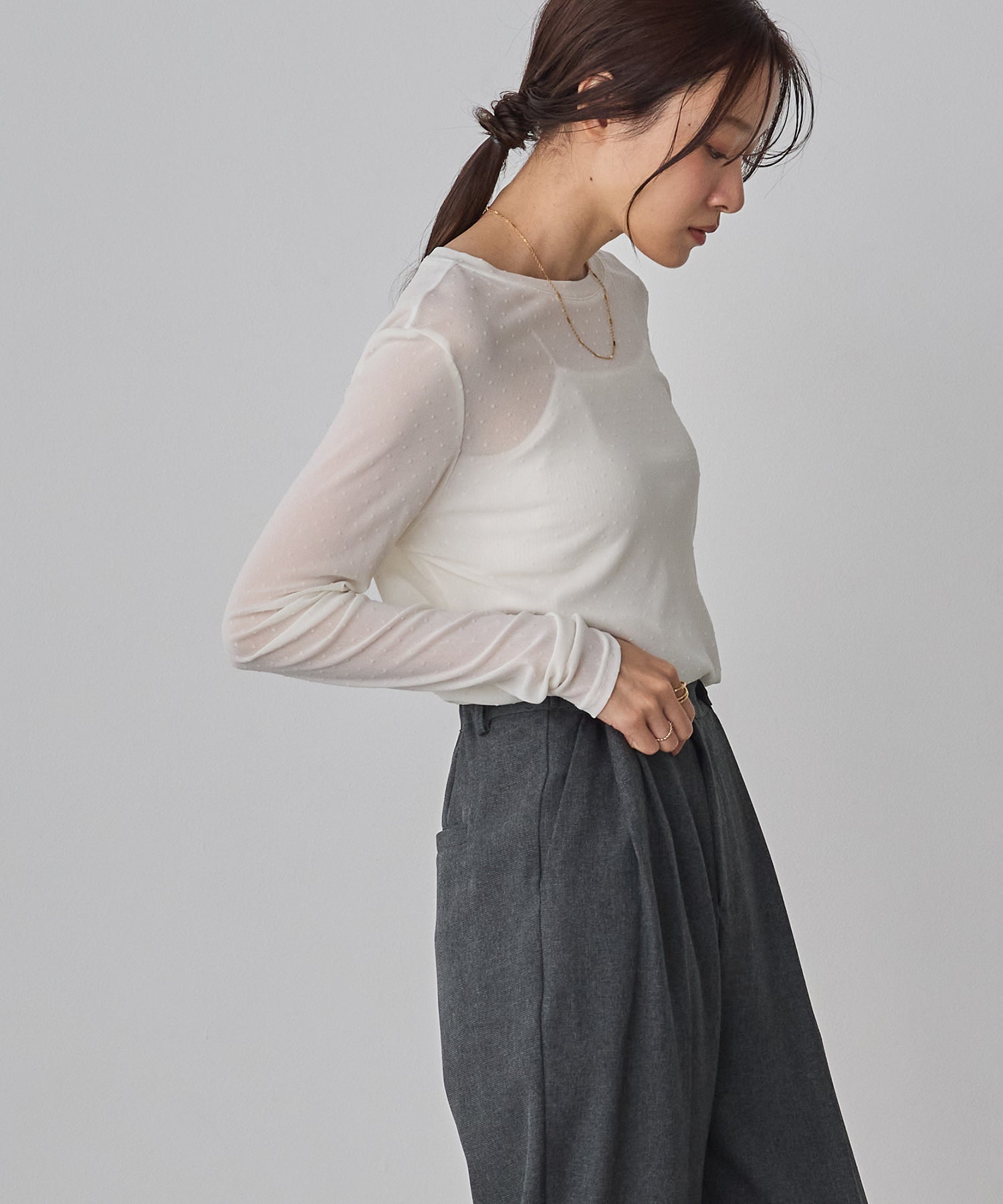 パワーネット フロッキードット シアートップス