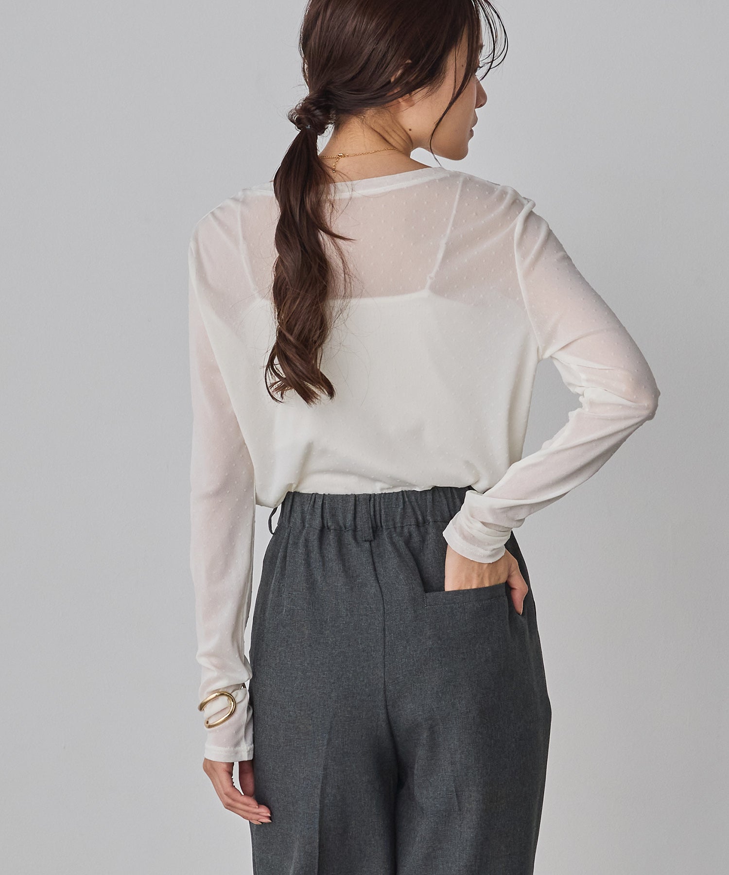 パワーネット フロッキードット シアートップス