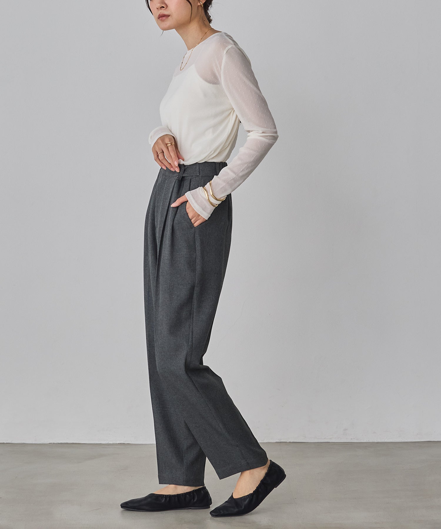 パワーネット フロッキードット シアートップス