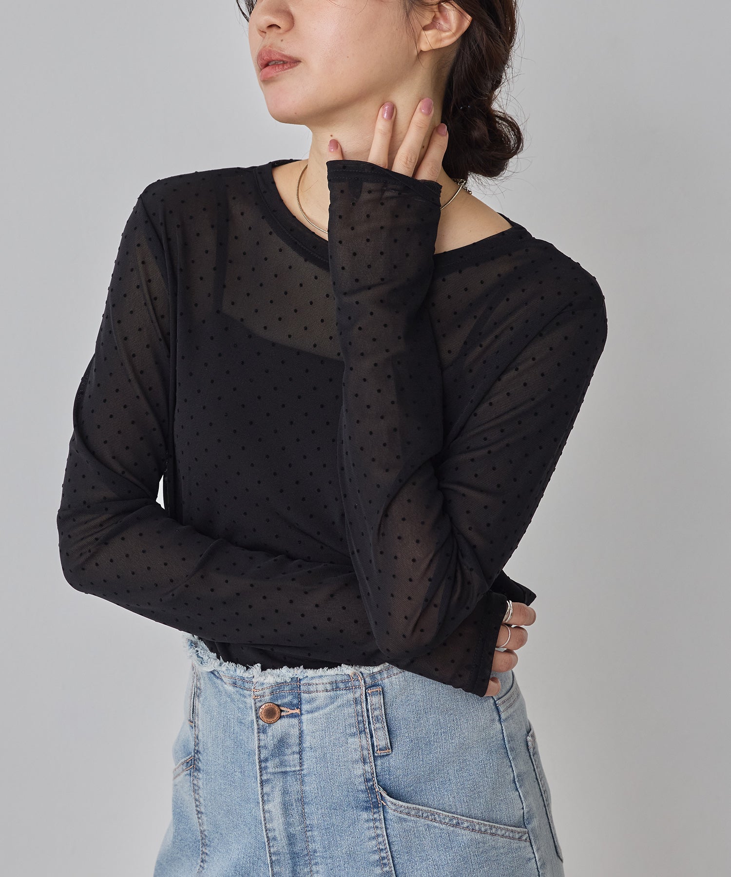 パワーネット フロッキードット シアートップス