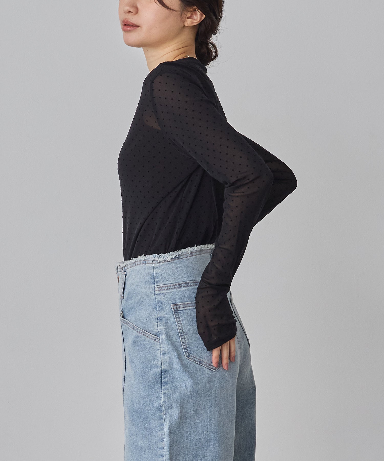 パワーネット フロッキードット シアートップス