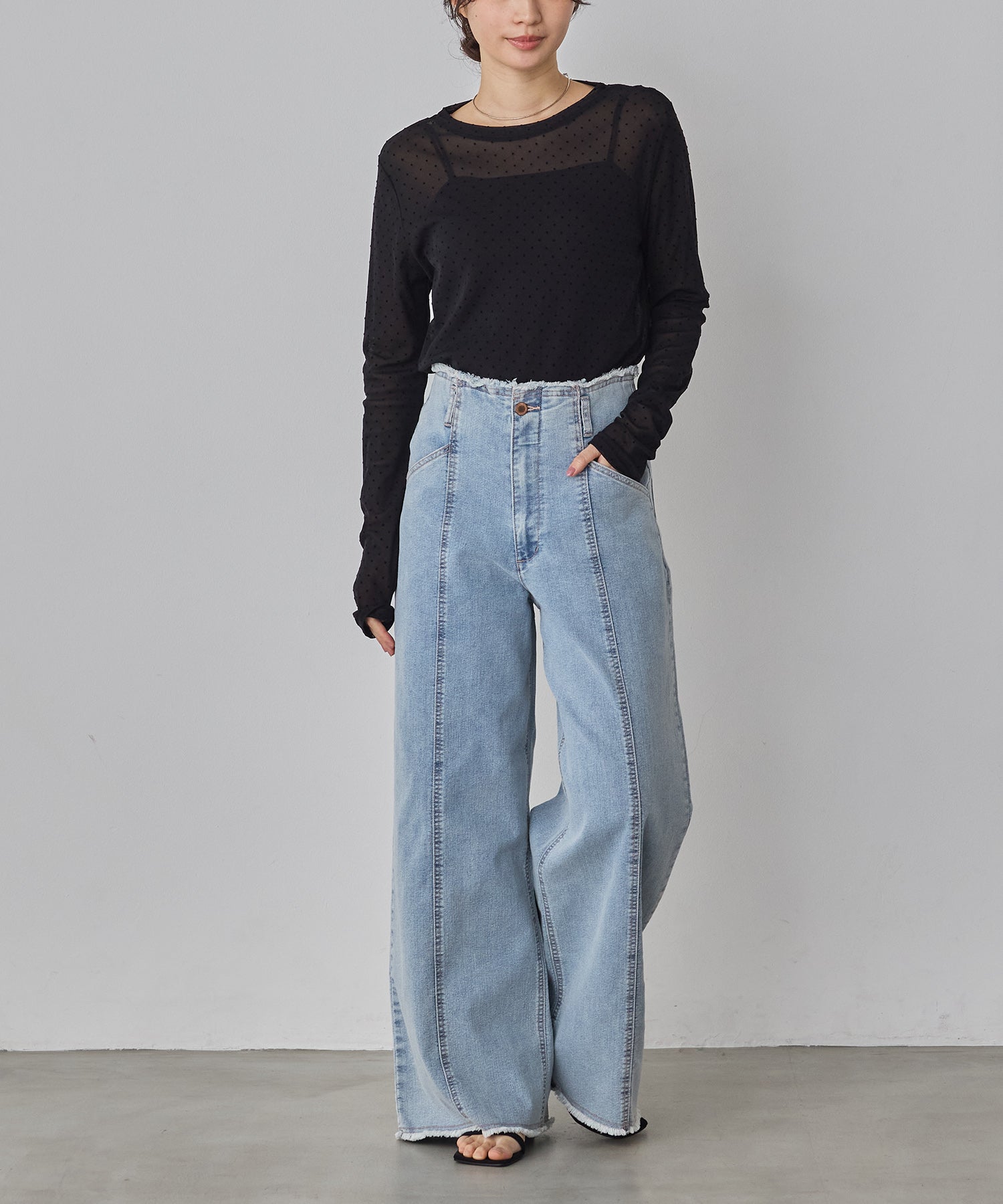 パワーネット フロッキードット シアートップス