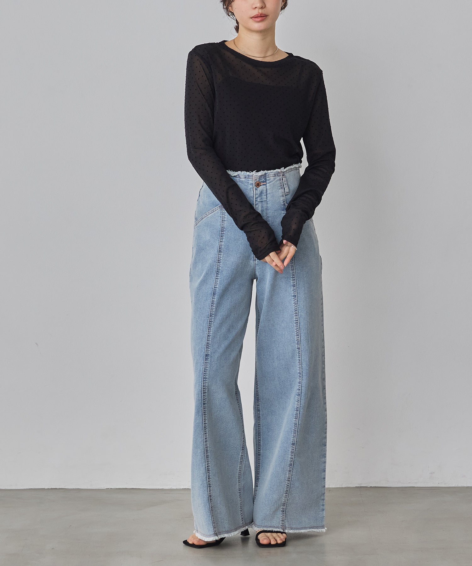 パワーネット フロッキードット シアートップス