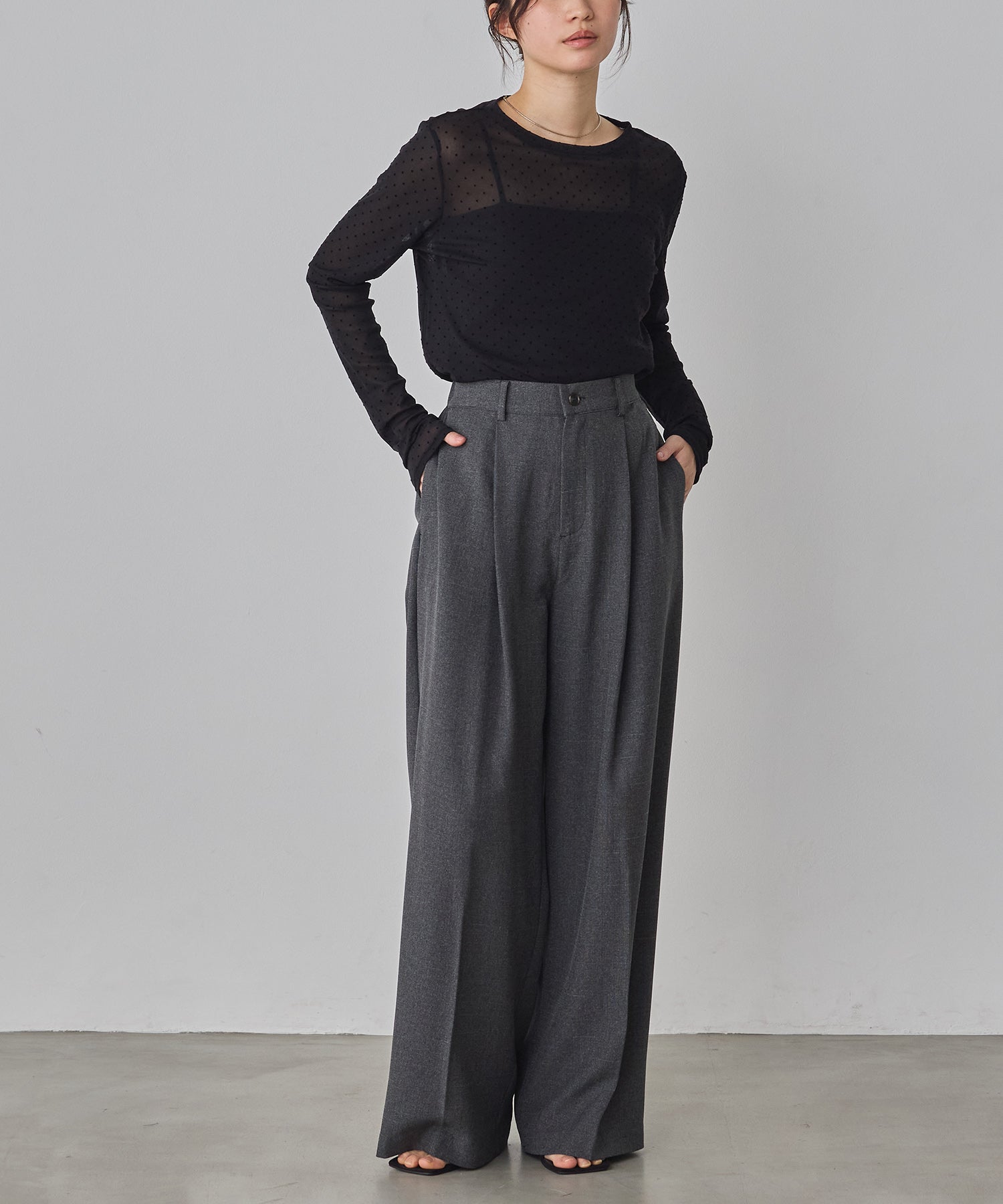 パワーネット フロッキードット シアートップス