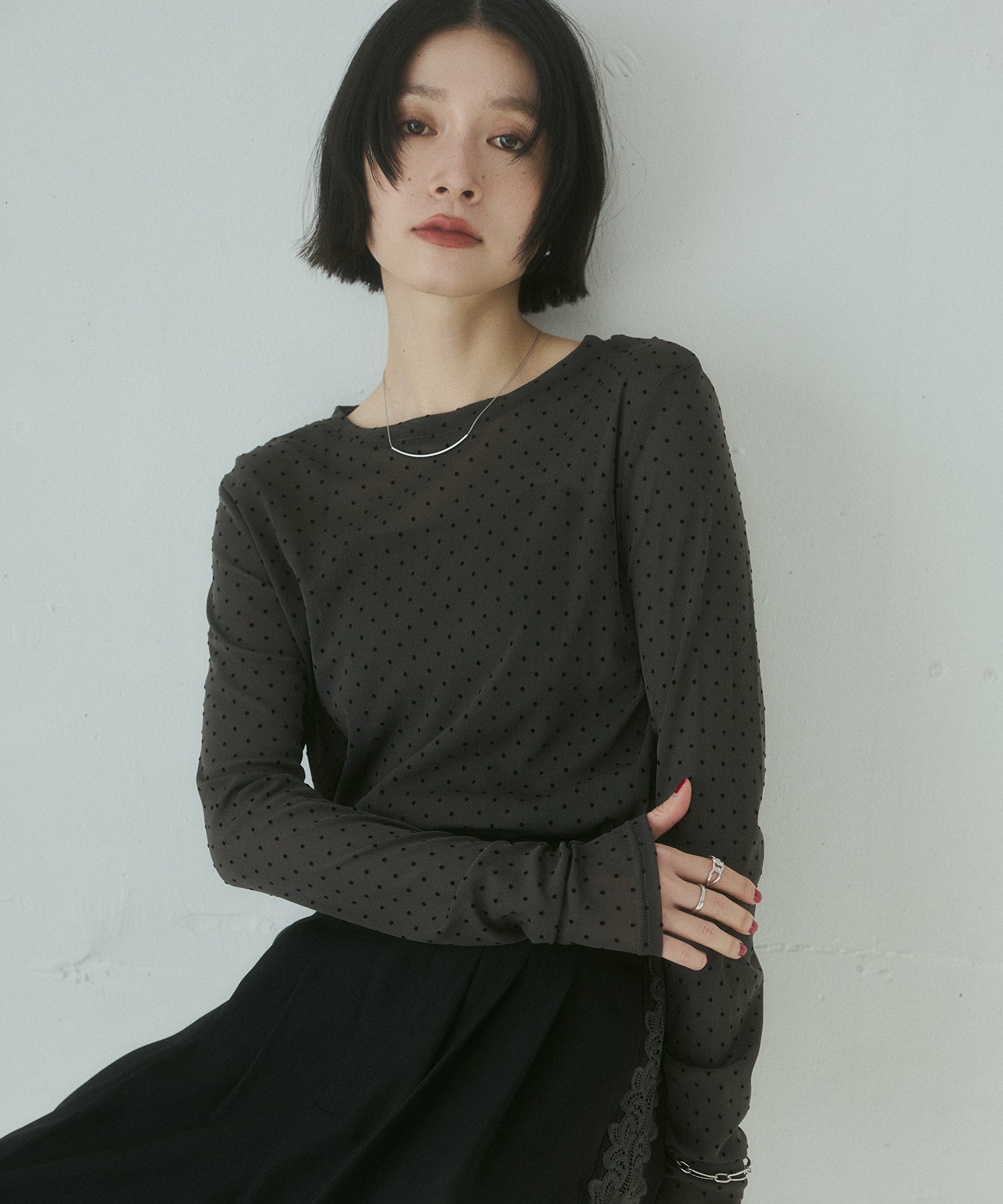 パワーネット フロッキードット シアートップス