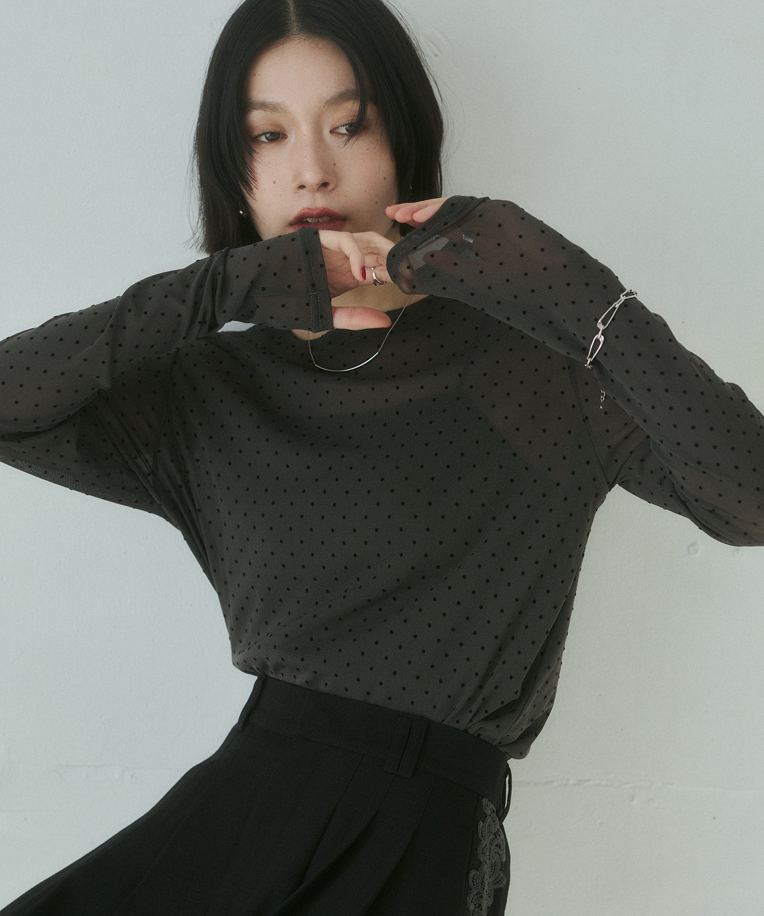 パワーネット フロッキードット シアートップス