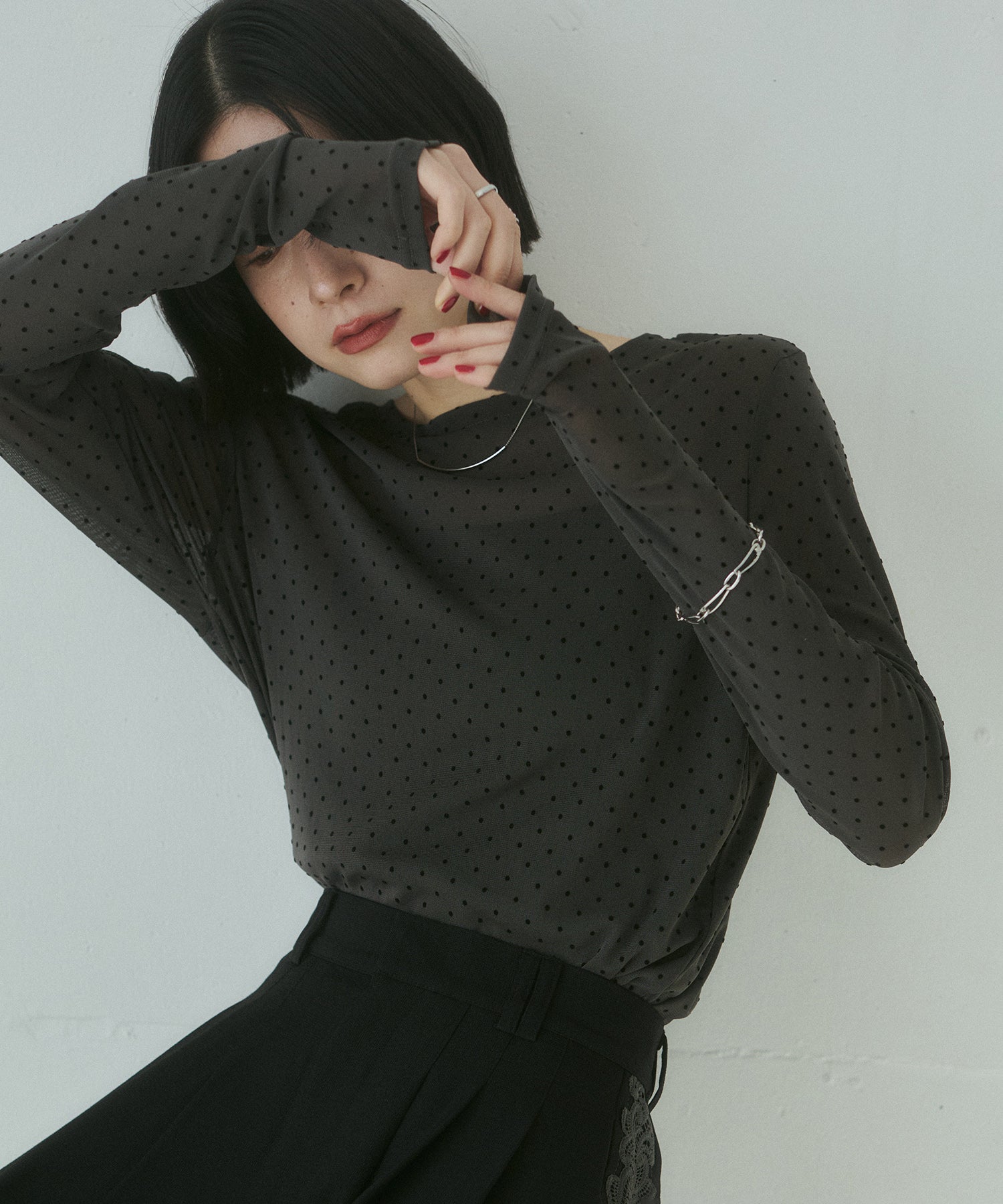 パワーネット フロッキードット シアートップス